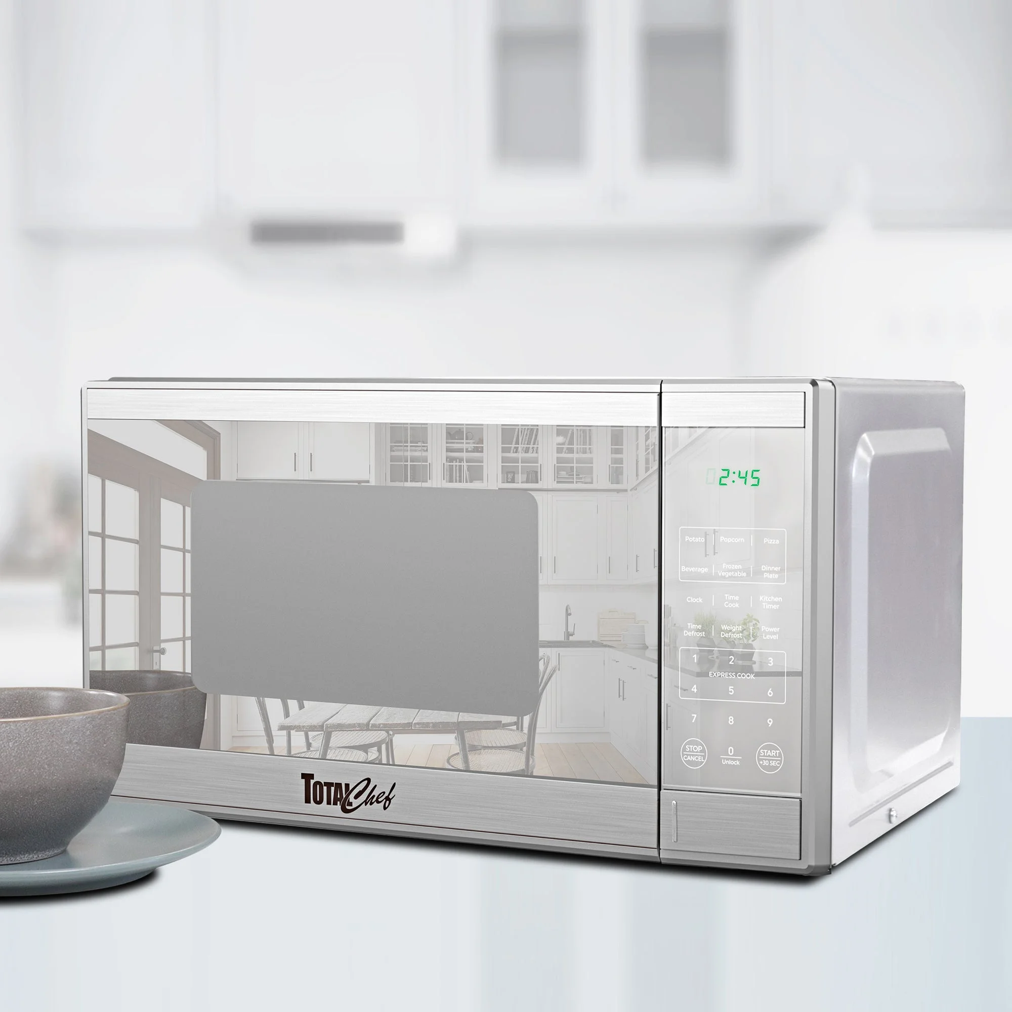Total Chef Countertop Microwave Oven, 900W, 0.9 cu ft, Stainless Steel