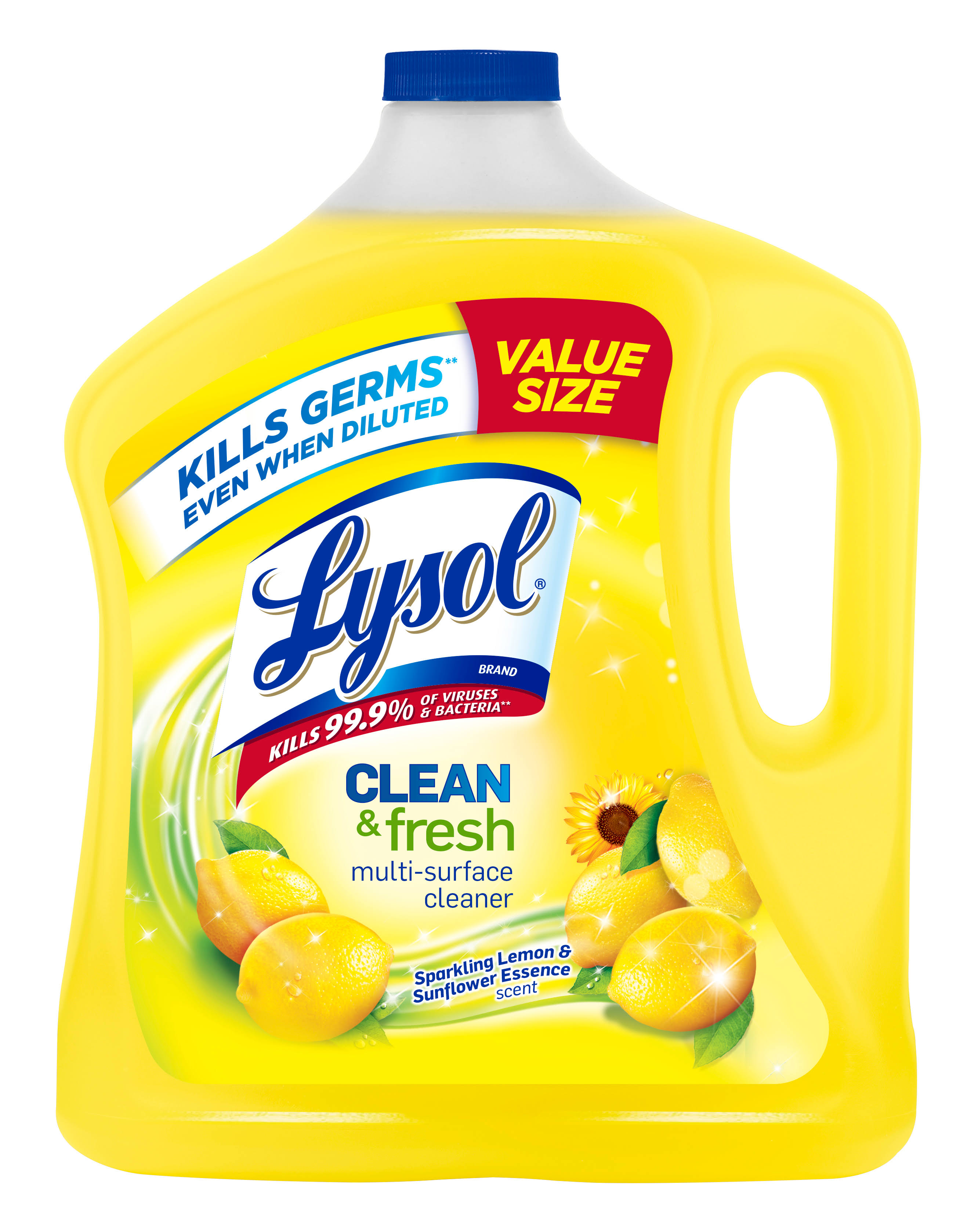 Lysol Multi-Surface Cleaner, Clean & Fresh, Sparkling Lemon & Sunflower Essence Scent, Value Size - 90 fl oz