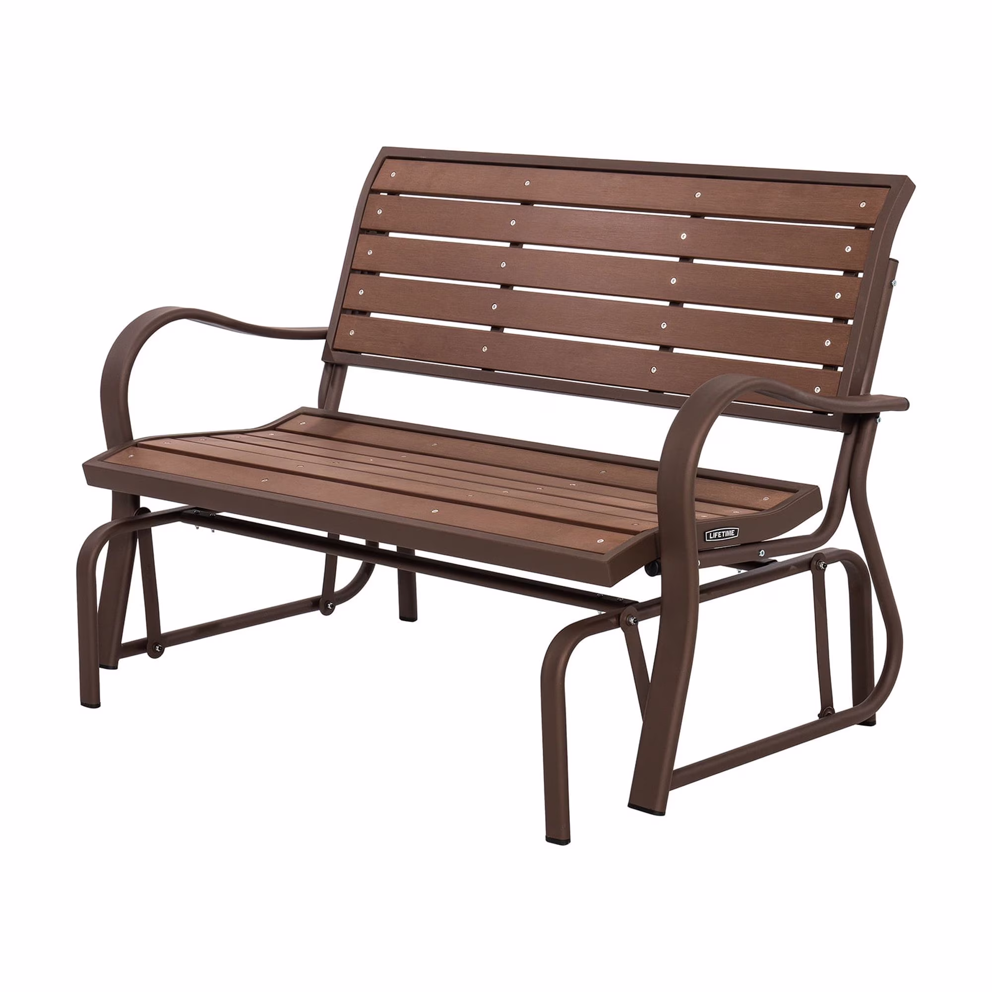 Outdoor Glider Bench, Faux Wood, Brown 60290