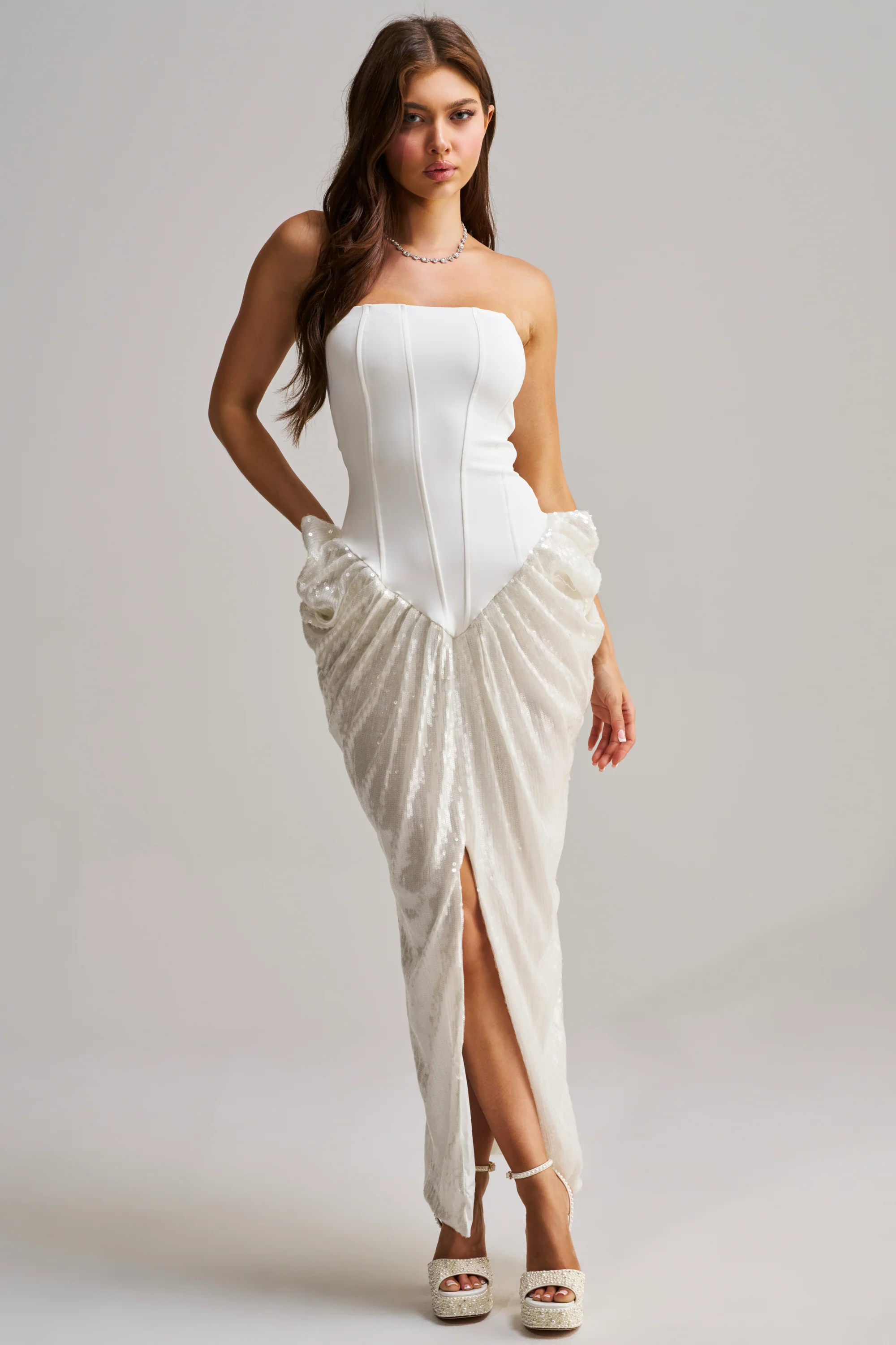 GLOW GETTER SEQUIN CORSET MAXI DRESS - Akira Store