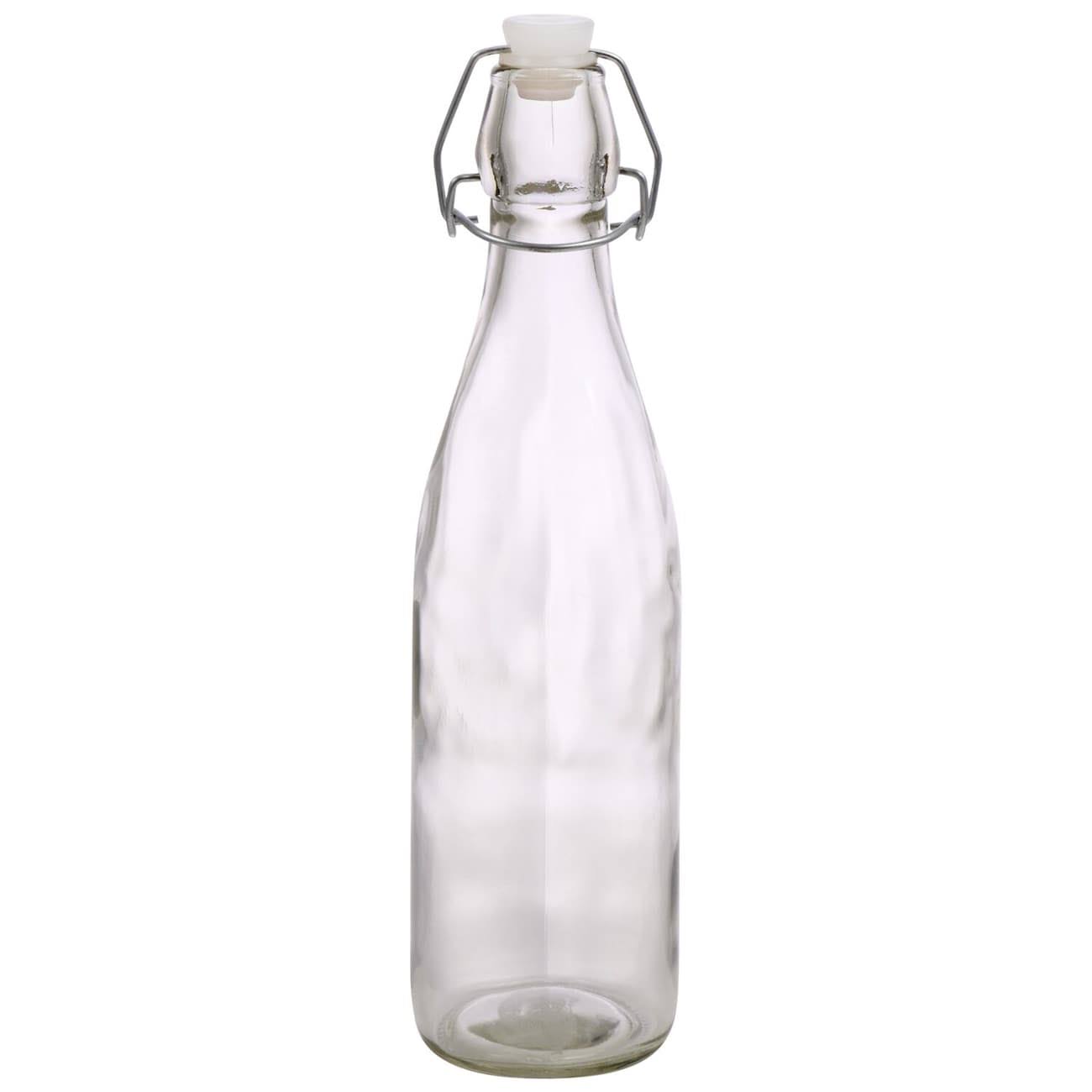 Clear Glass Bottles with Flip-Top Metal Clasps, 18-oz.