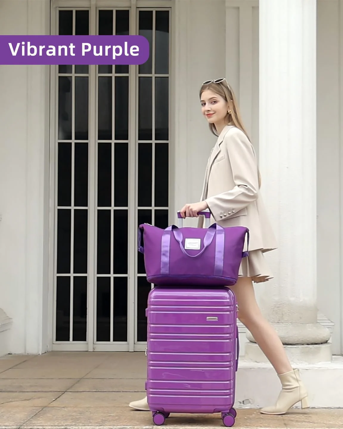 Ensemble de 6 valises, ensemble de valises rigides extensibles avec roulettes multidirectionnelles, ensemble de bagages à roulettes légers