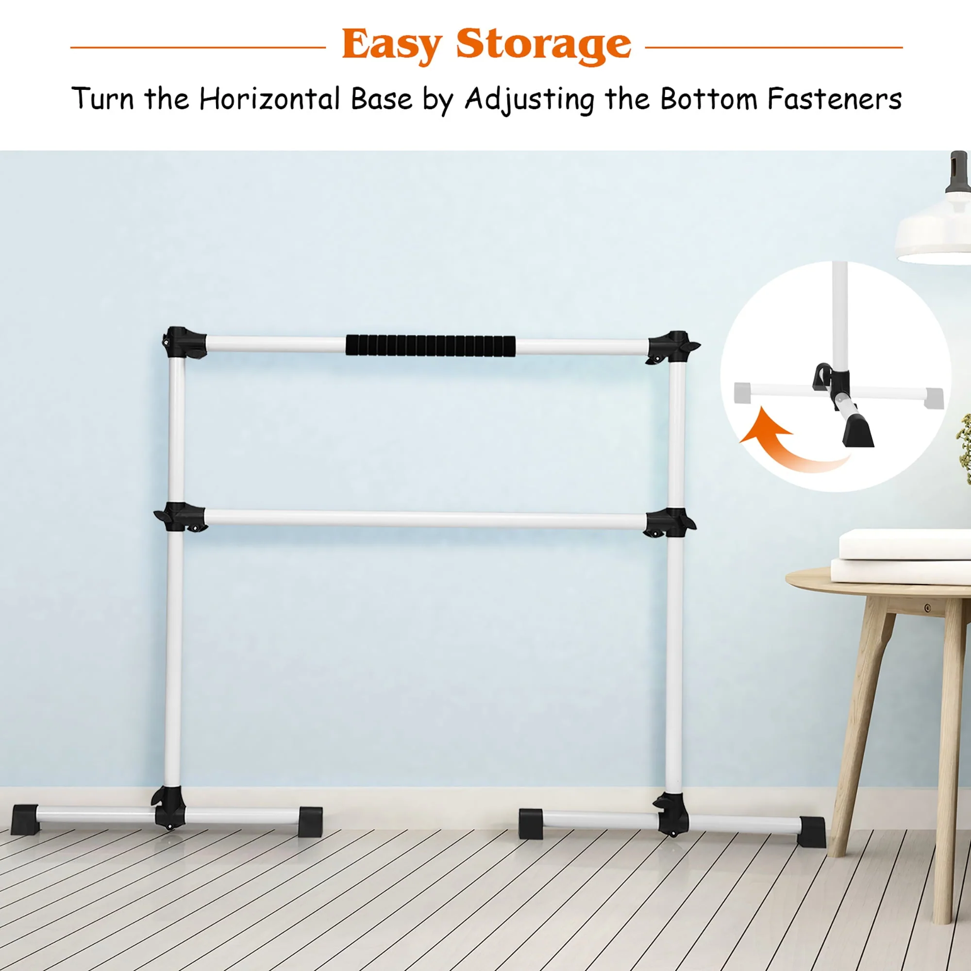 4ft Portable Ballet Barre Freestanding Adjustable Double Dance Bar Silver Image 8