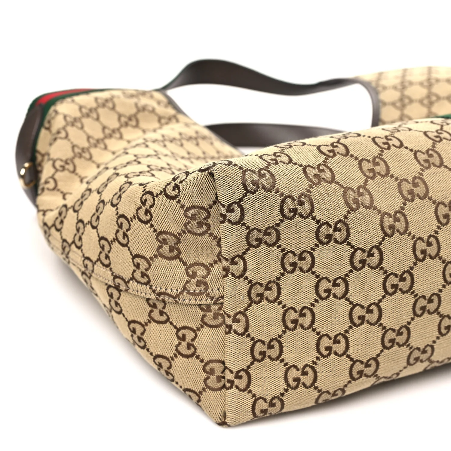 GG Monogram Web Large Giglio Tote Beige Brown