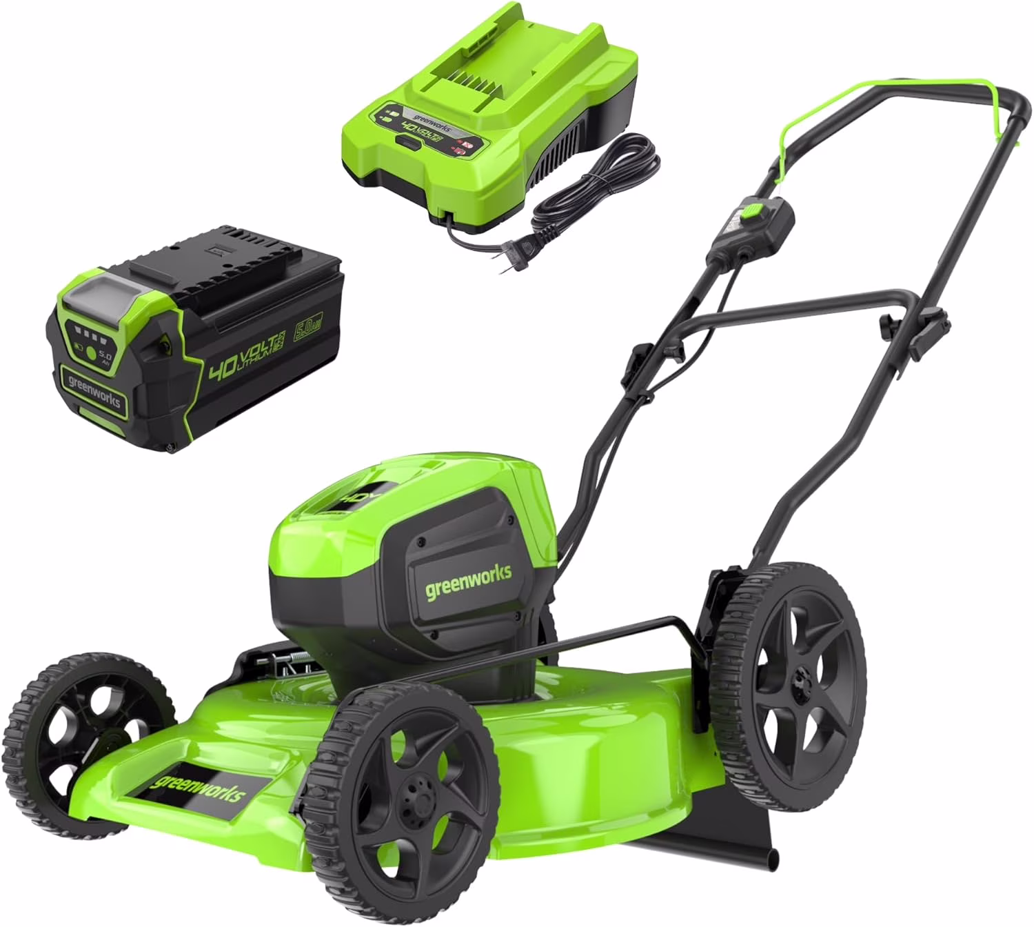 40V 19�� BL Lawn Mower, 5.0Ah USB Battery and Charger Included