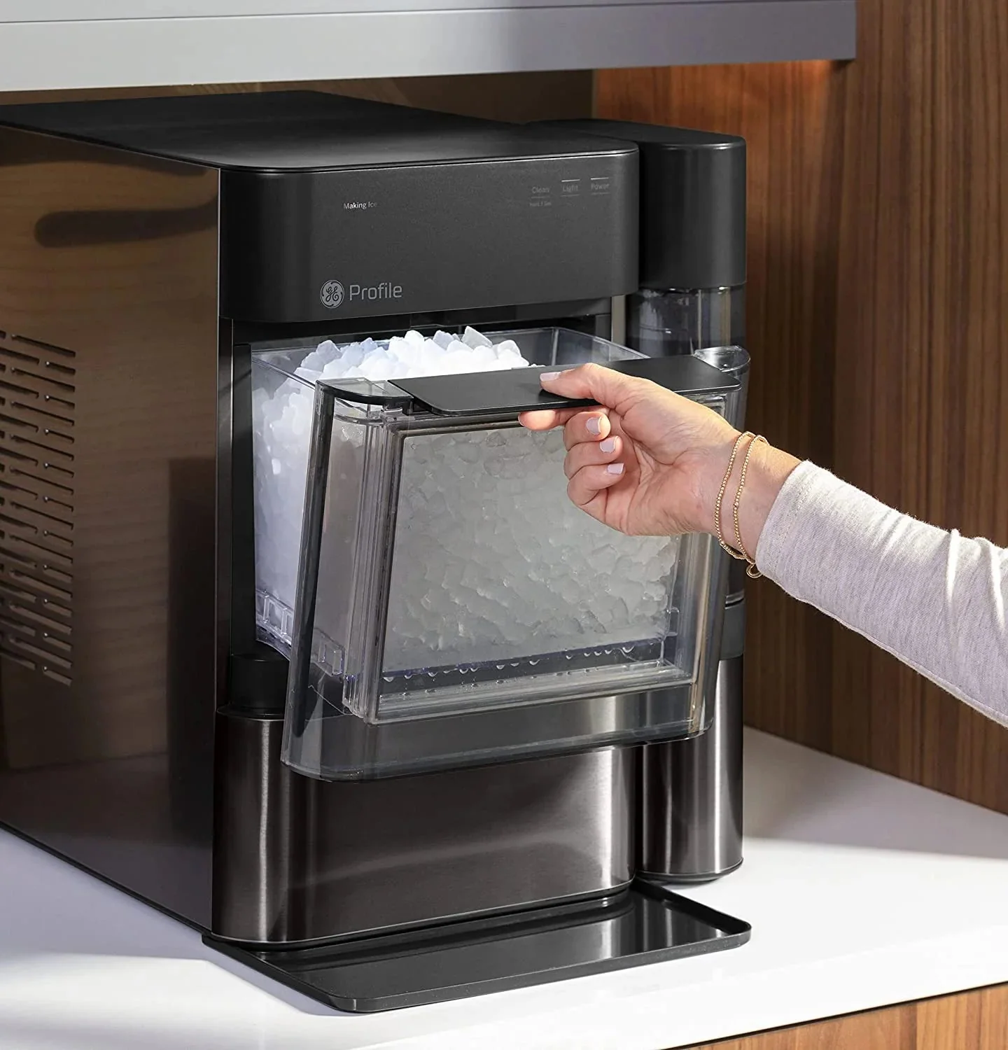 2.0 Countertop Nugget Ice Maker | Ice Machine with Wifi Connectivity | Smart Home Kitchen Essentials | Black Stainless