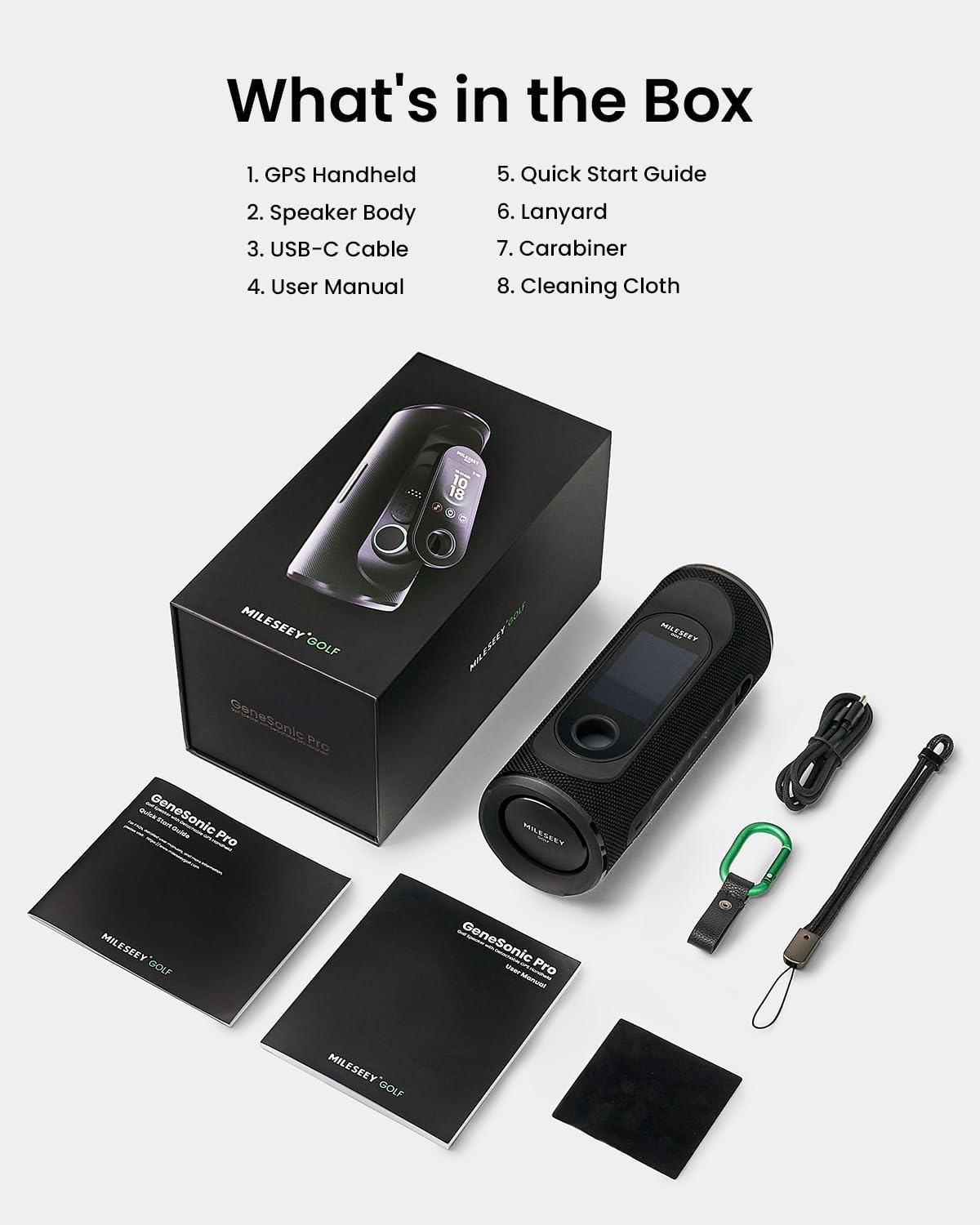MiLESEEY GeneSonic Pro Golf Speaker with Detachable GPS Rangefinder Handheld  43000+ No Subscription Preloaded Courses  View & Audible Distances Touchscreen  15H Battery  Magnetic  Waterproof Hazard