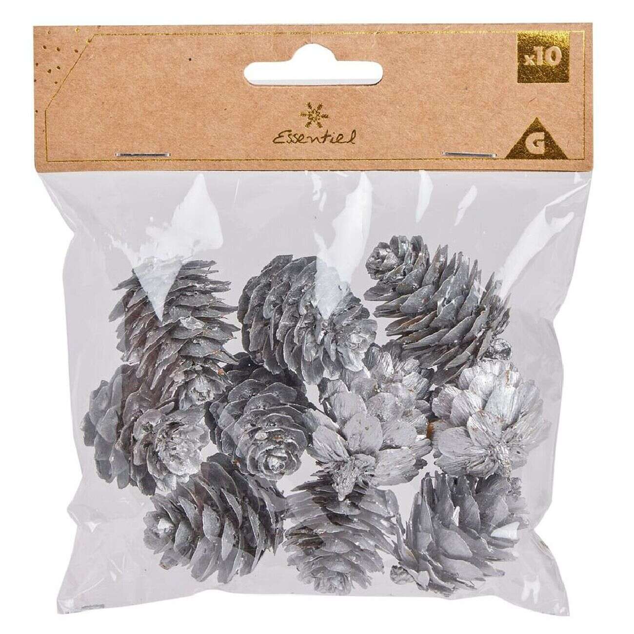 Pomme de pin à poser effet neige argentée x11