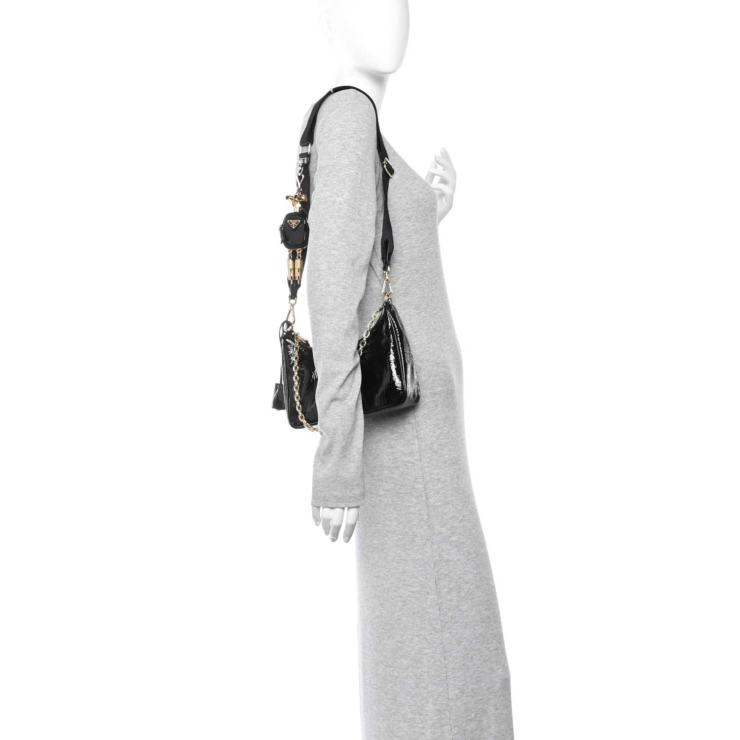 Patent Naplak Re-Edition 2005 Shoulder Bag Black