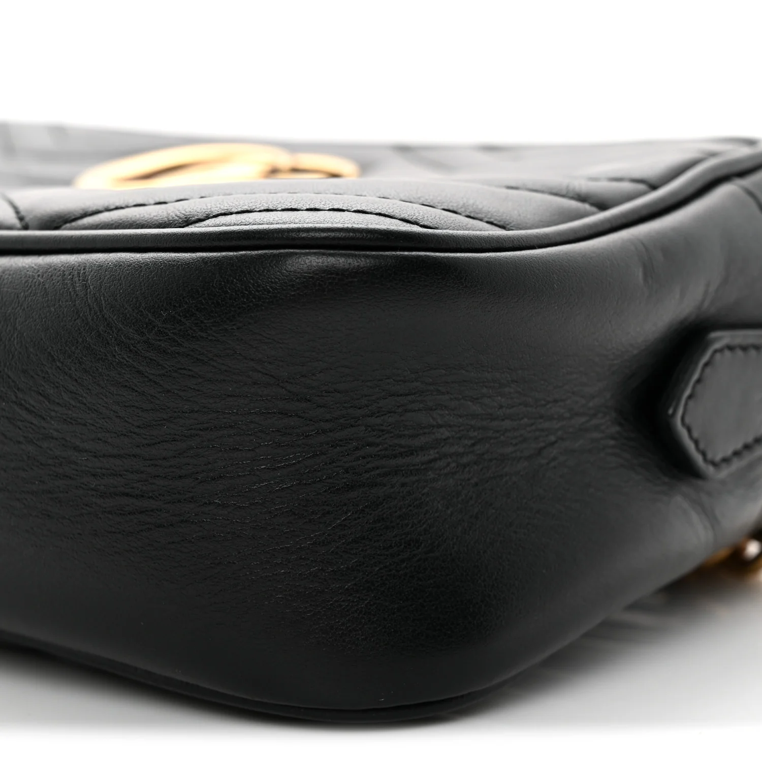 Calfskin Matelasse Small GG Marmont Chain Shoulder Bag Black