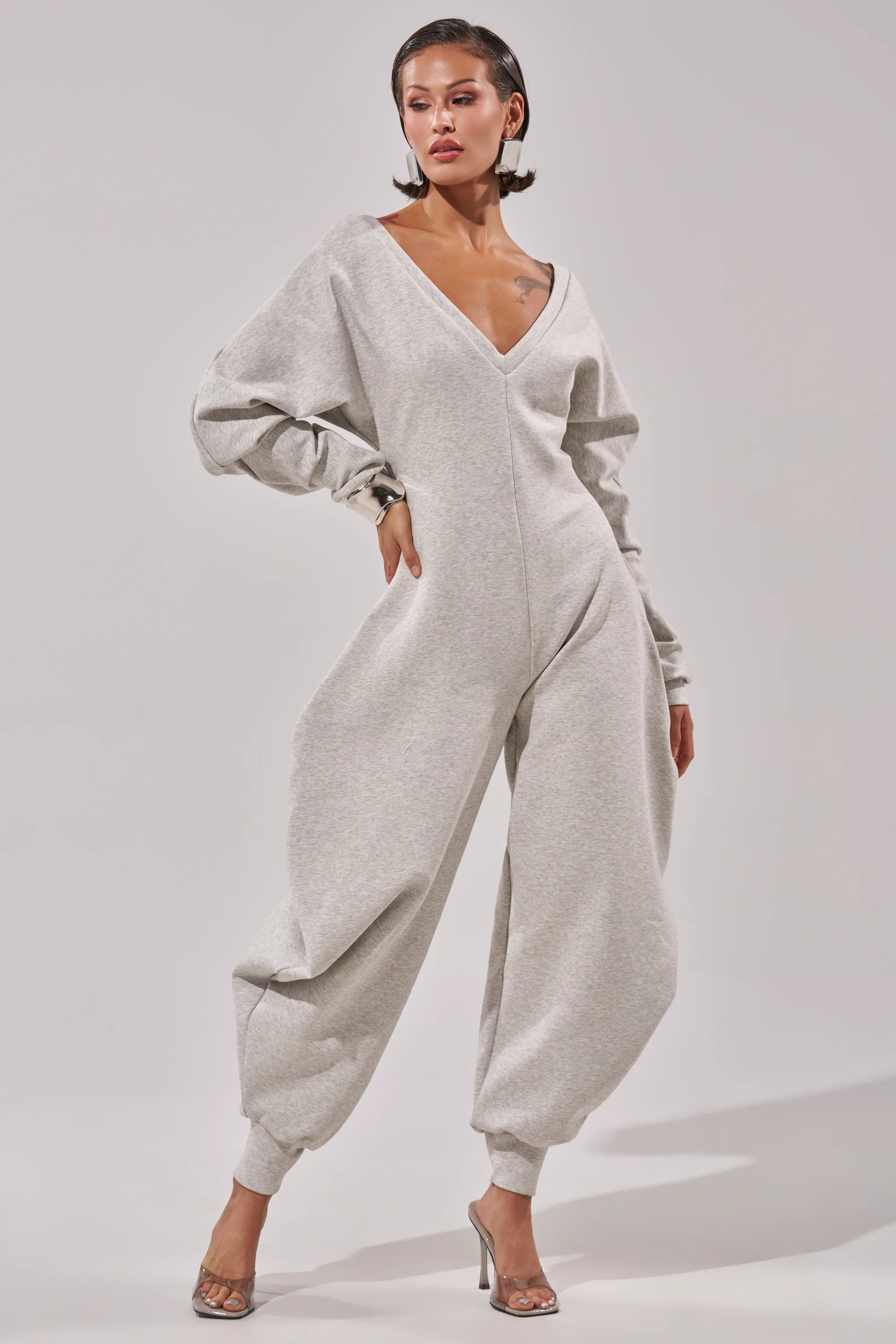 COMFY COZY JUMPSUIT IN HEATHER GREY - Akira Store