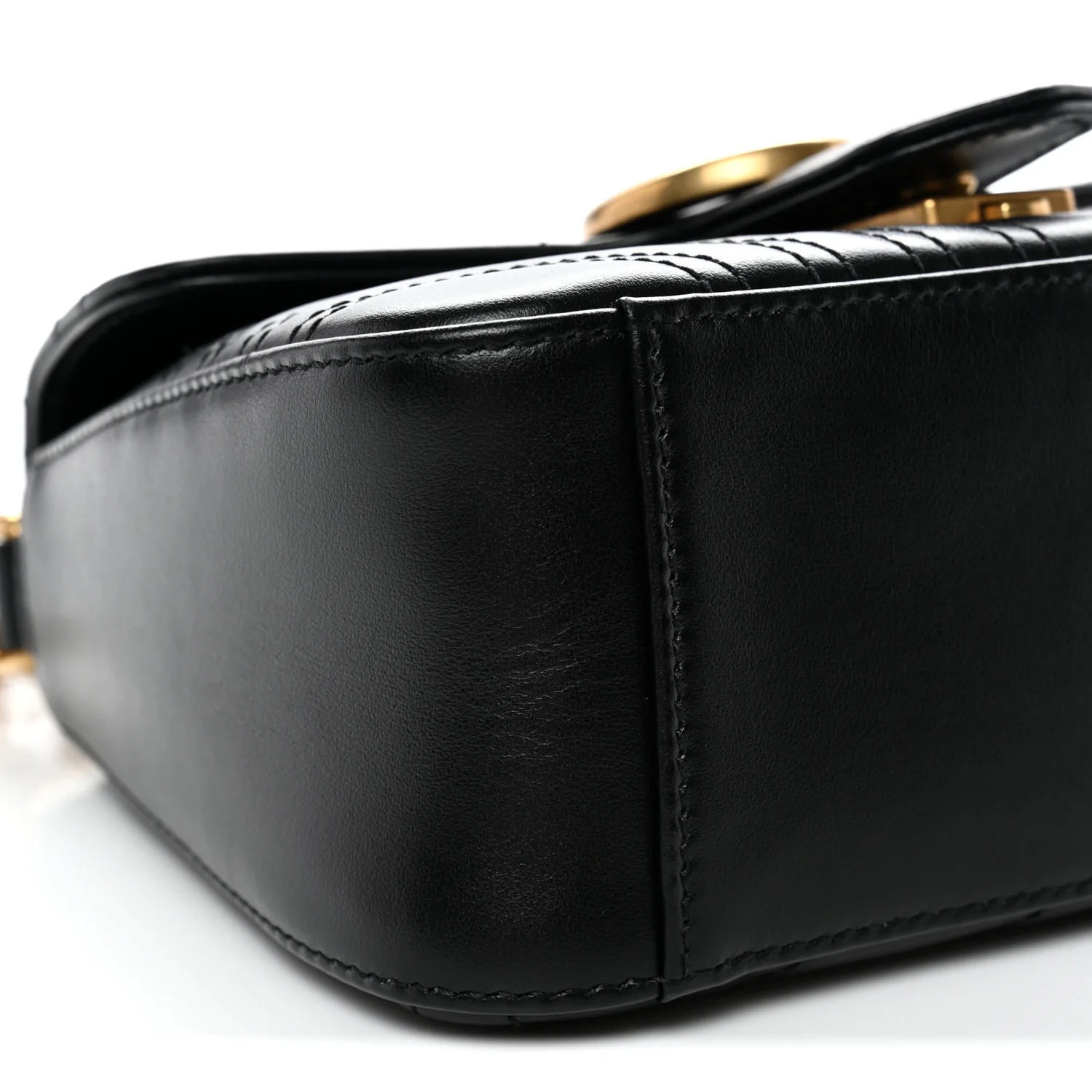 Calfskin Matelasse Mini GG Marmont Top Handle Shoulder Bag Black