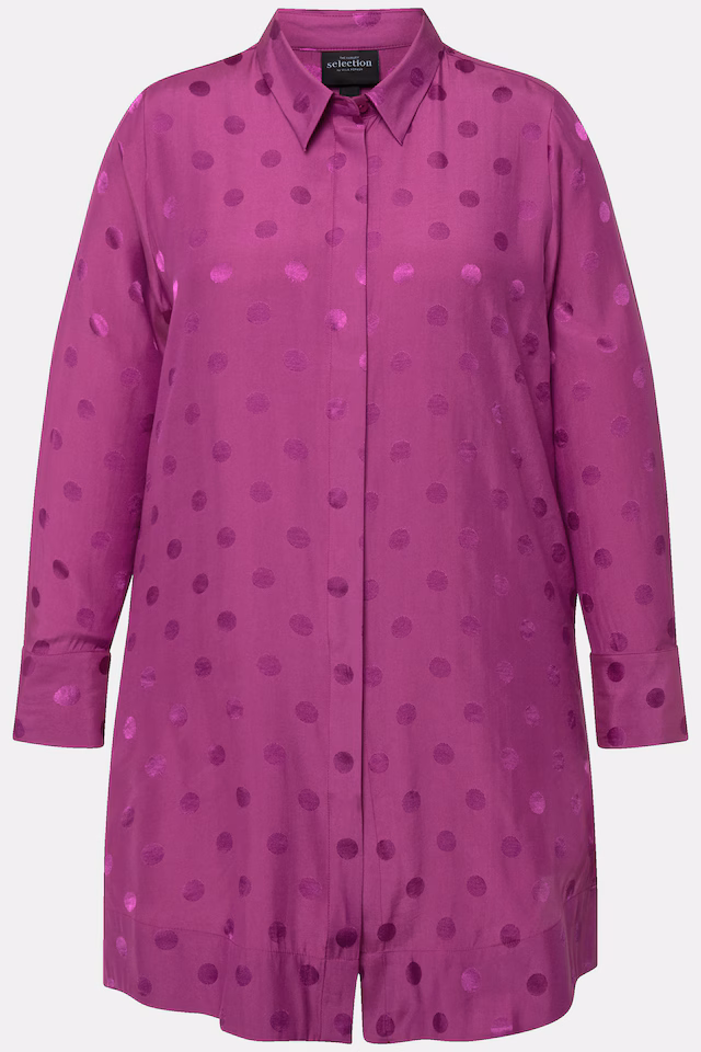 Textured Polka Dot Long Sleeve Tunic Blouse