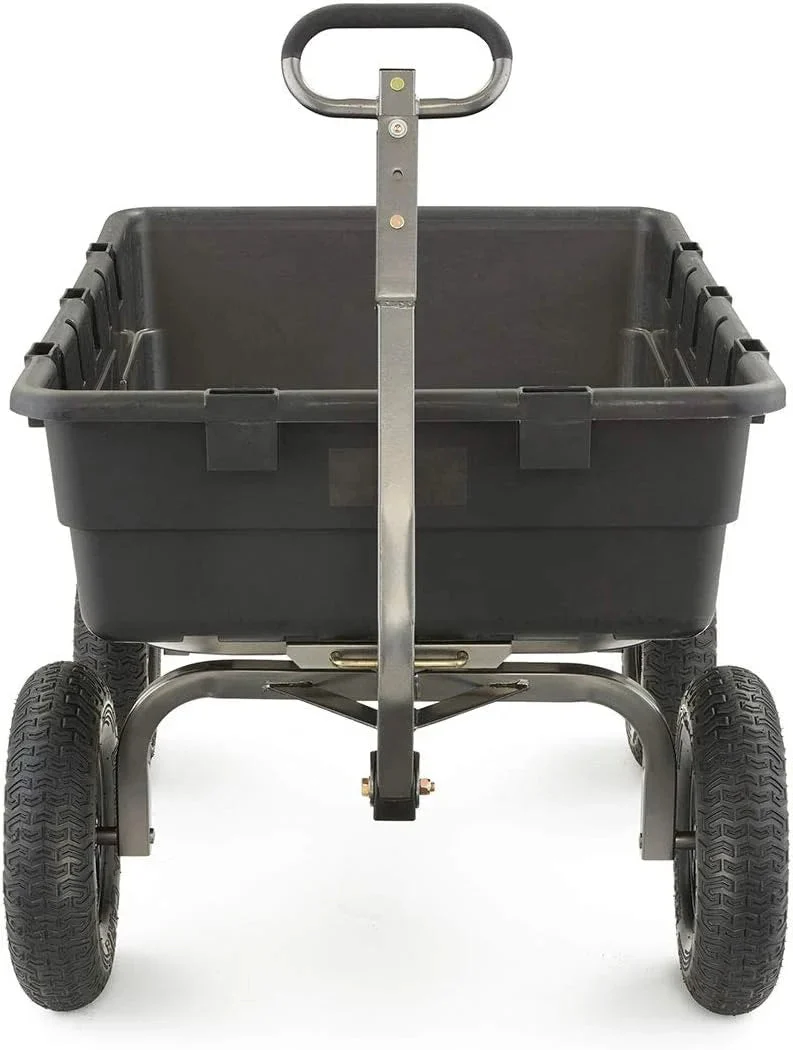 Heavy Duty Poly Utility Dump Wagon Garden Cart W/pneumatic Tires, 6 Cu ft - 1200 lb Capacity Outdoor Wheelbarrow for Yard, Landscaping &…