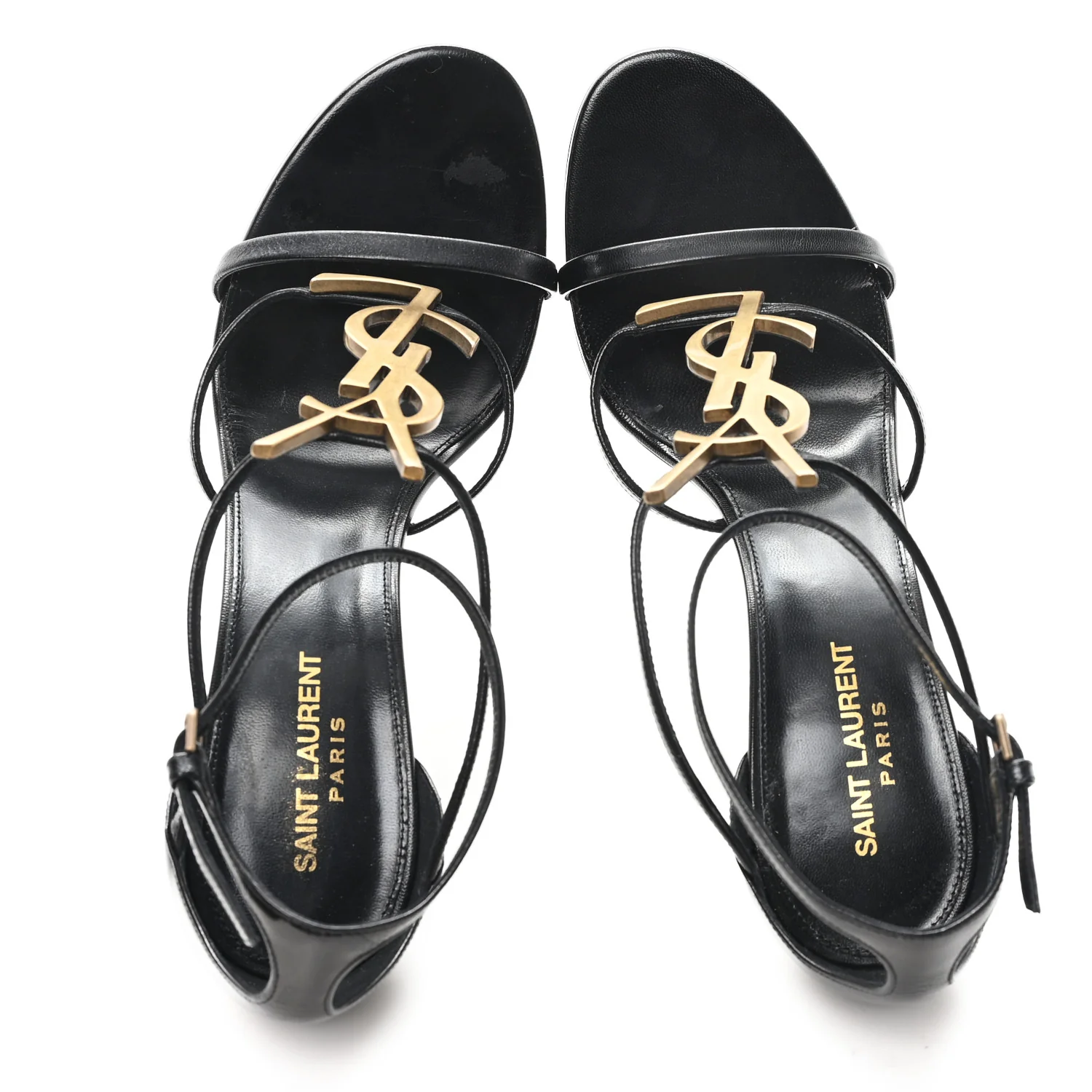 Calfskin Cassandra 100 Ankle Strap Sandals 41 Black
