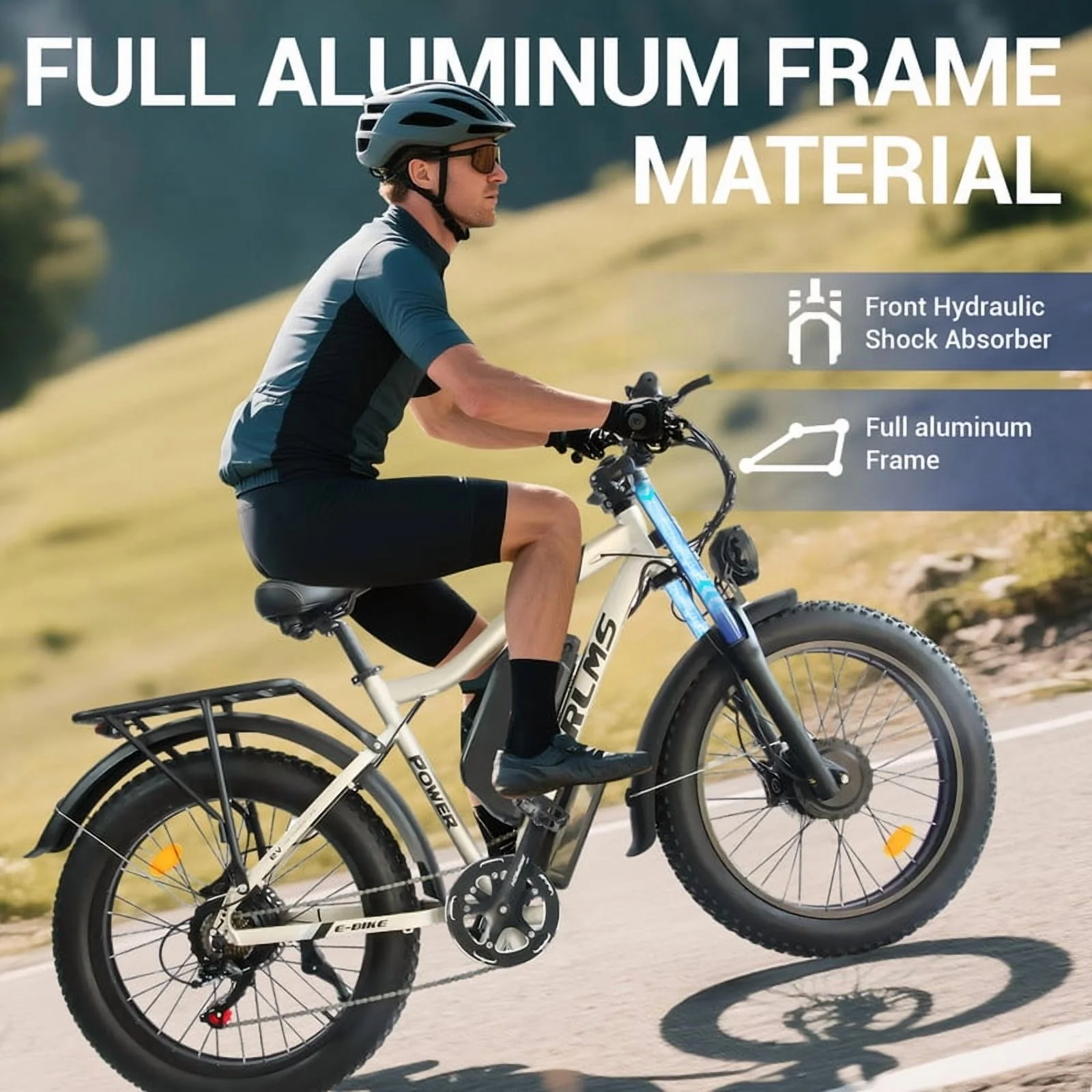 3000W(Peak)Motor 190NM Electric Bike MX500 for Adults,with 52V25Ah Battery e bicycles,24" Fat Tire All-Terrain Electric Bicycle for Adult, Max 37MPH Ebike,7-Speed UL2849(gold) - Image 6