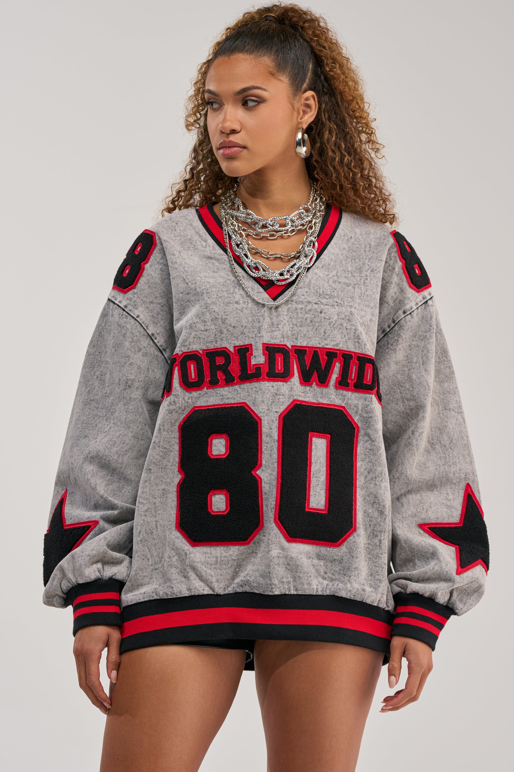 IN MY OWN WORLD DENIM SWEATSHIRT - Akira Store