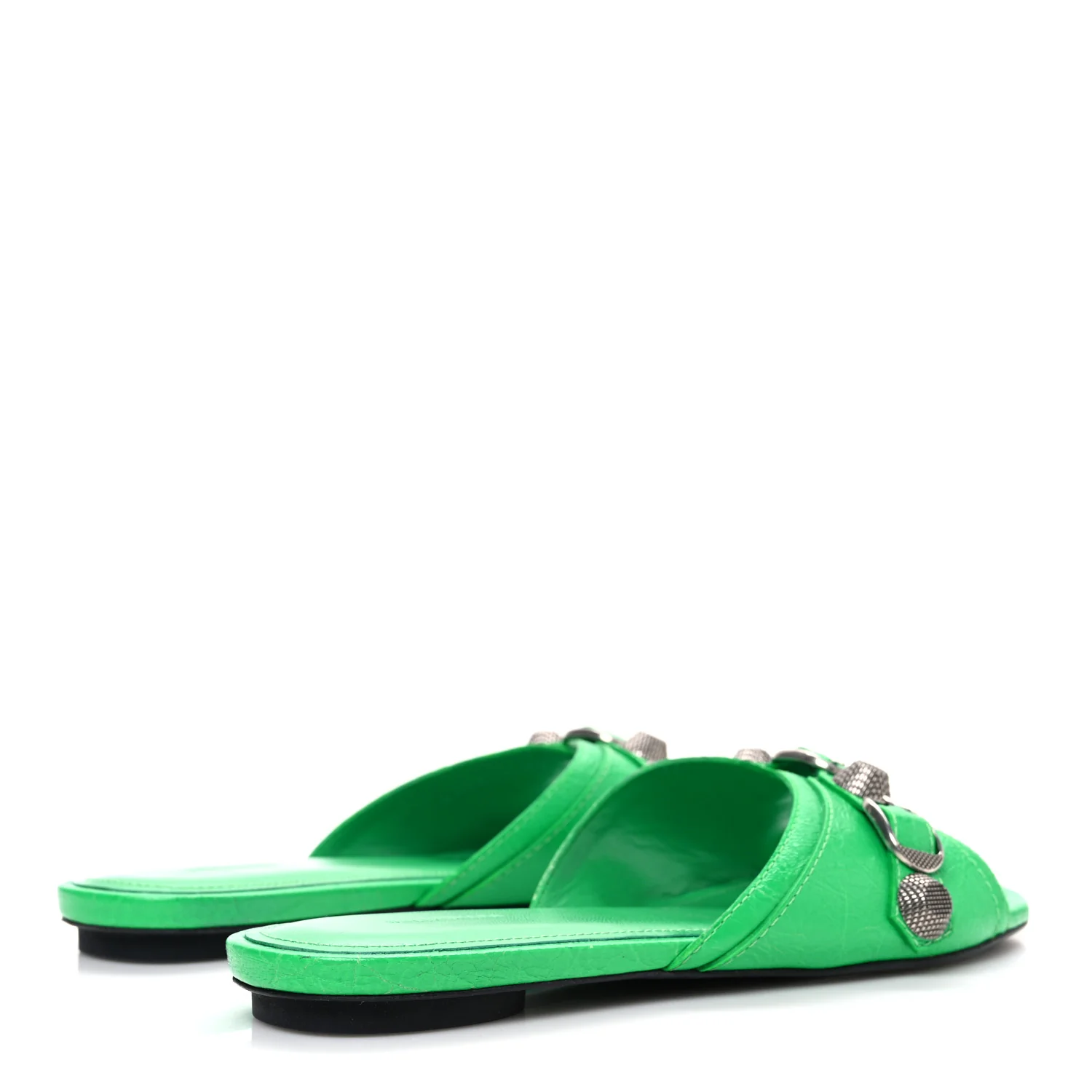 Agneau Arena Cagole Flat Slide Sandals 37 Vivid Green