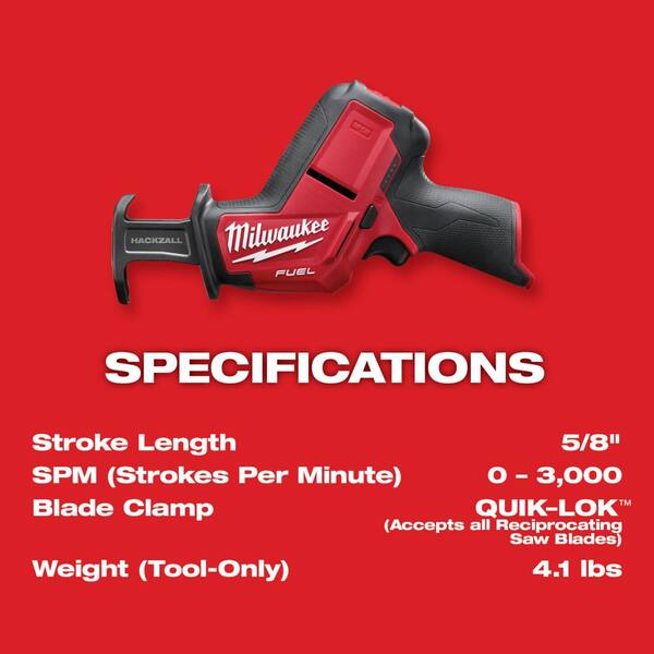 M12 FUEL 12V Lithium Ion Brushless Cordless HACKZALL Reciprocating Saw Kit W/M12 Rocket Stand Light Image 8