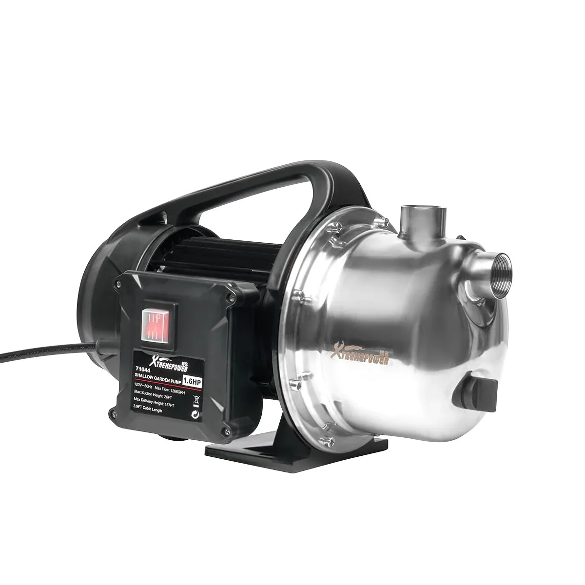 XtremepowerUS 1.6HP Portable Shallow Well Pump, 1268 GPH 120V With Controller, Stainless Steel, For Sprinkler, Irrigation, Garden, Lawn Water Transfer