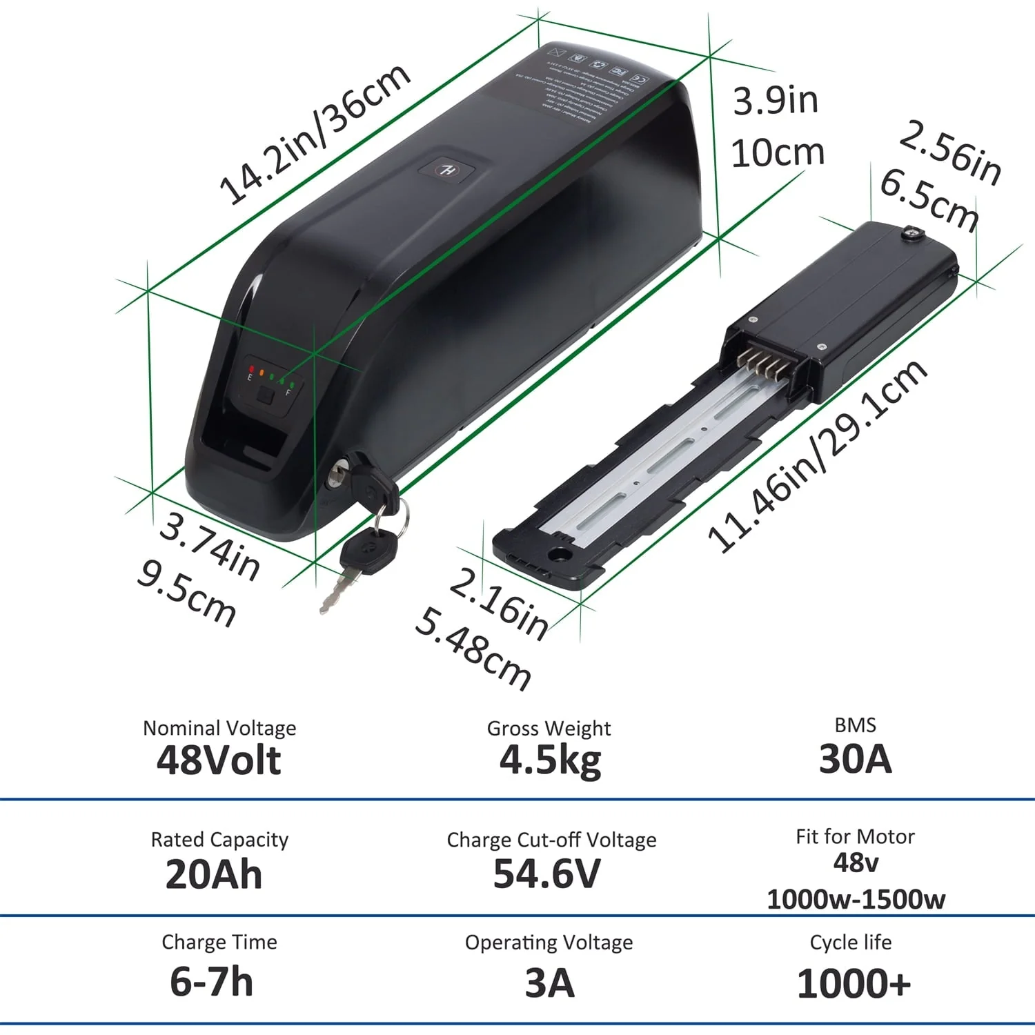 48V 20AH Ebike Battery 48V Lithium Battery 48V Battery with Charger for 750W-1500W Adult Electric Bike Tricycle - Image 3