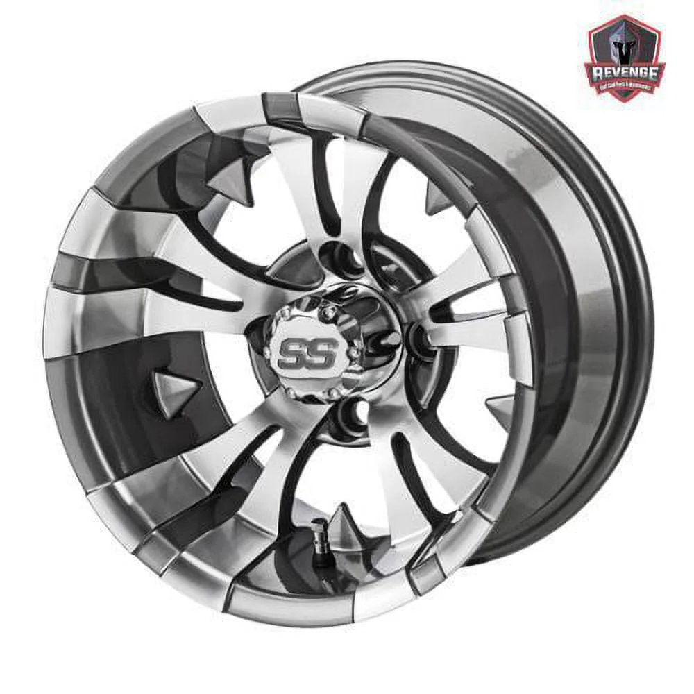 12" Warlock Gun Metal Golf Cart Wheels and Tires Combo (215/35-12) Set of 4 - Image 4