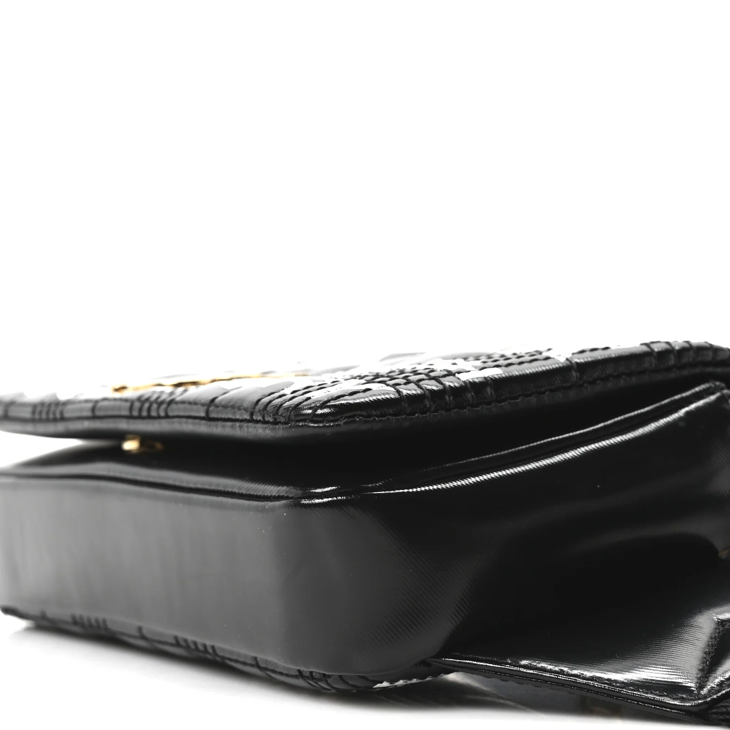Patent Quilted Horseferry Print Lola Bum Bag Black