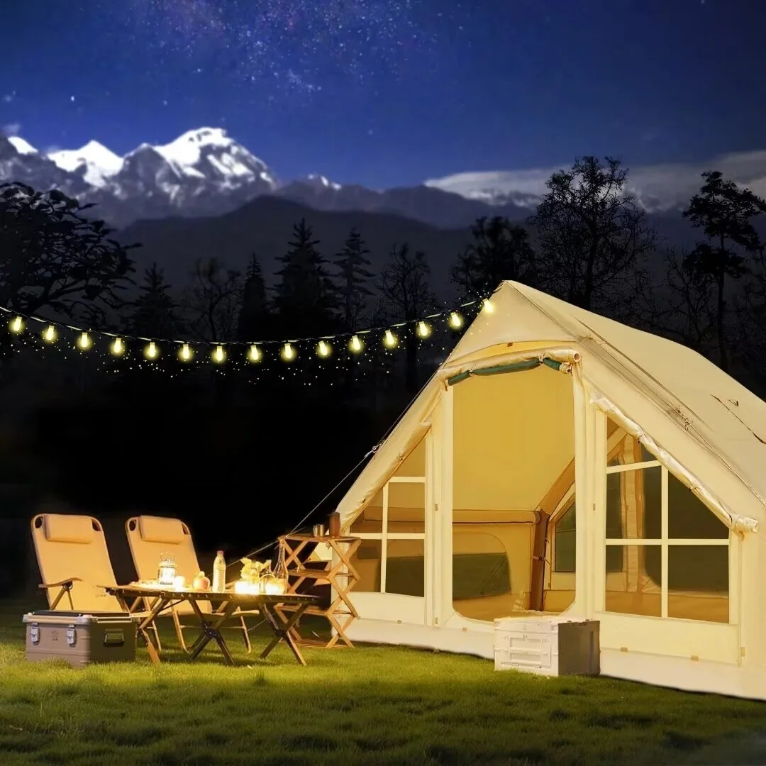 NAIZEA Inflatable Tent Air Glamping Tents 6person Cabin Tent&Mesh&Chimney Window