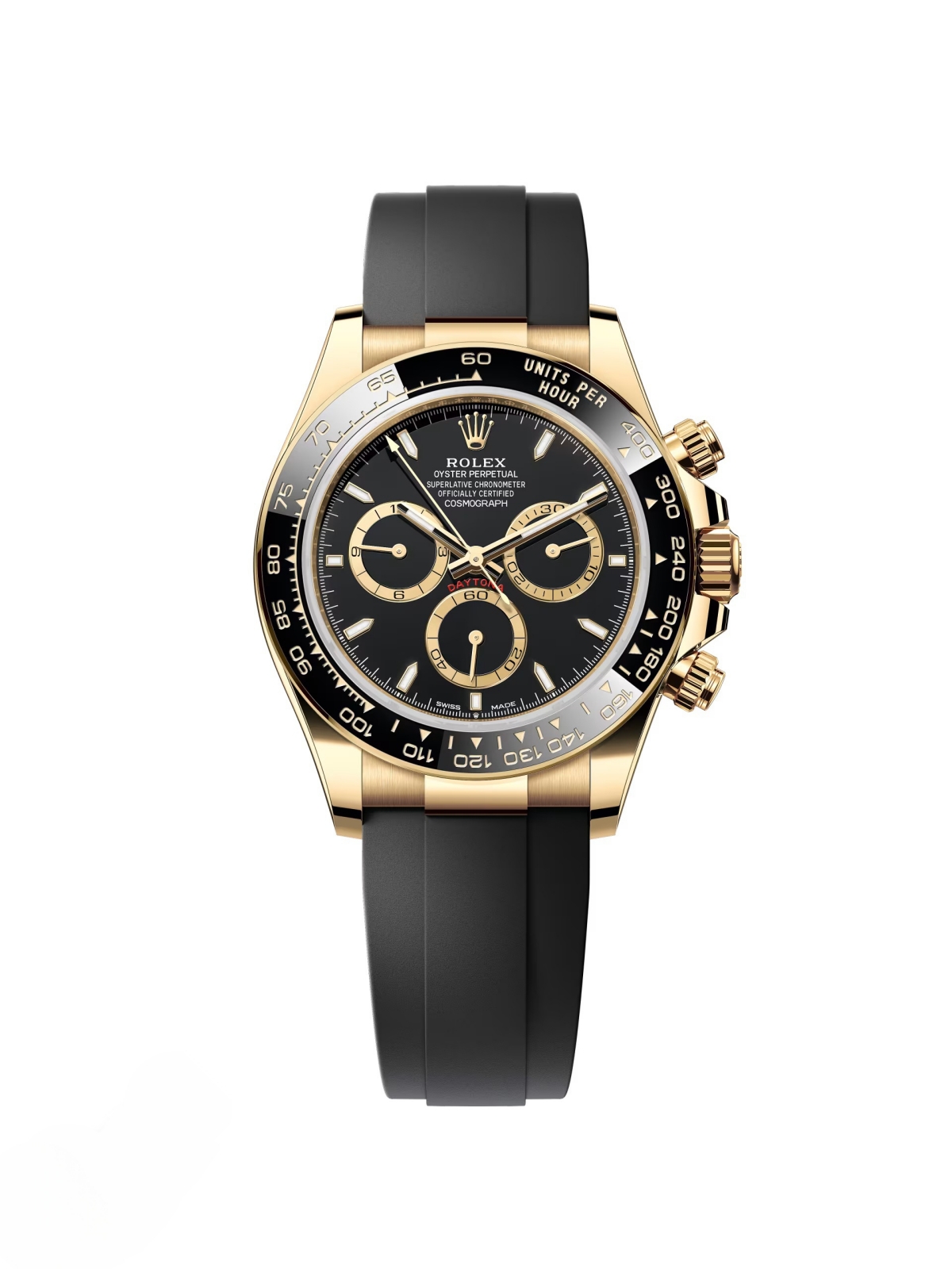 [Super Clone]Rolex Daytona Yellow Gold / Ceramic / Black / Oysterflex  m126518ln-0008