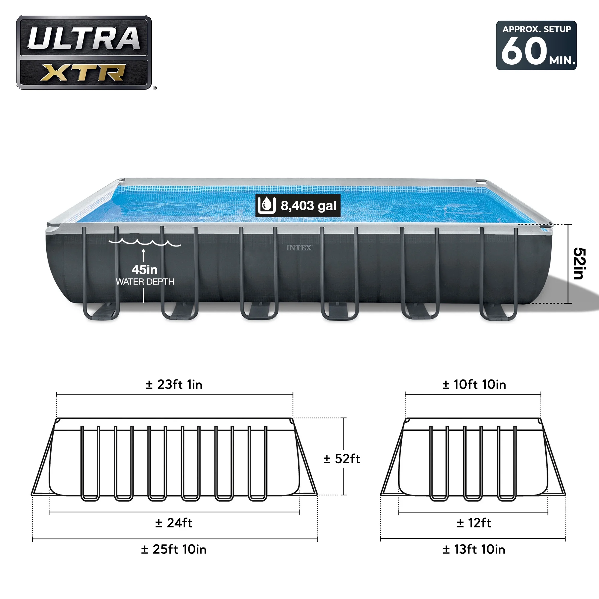 Ultra XTR 24' x 12' x 52" Above Ground Swimming Pool Set w/ Pump(Gray Sand Filter (24' x 12' x 52")) - Image 2
