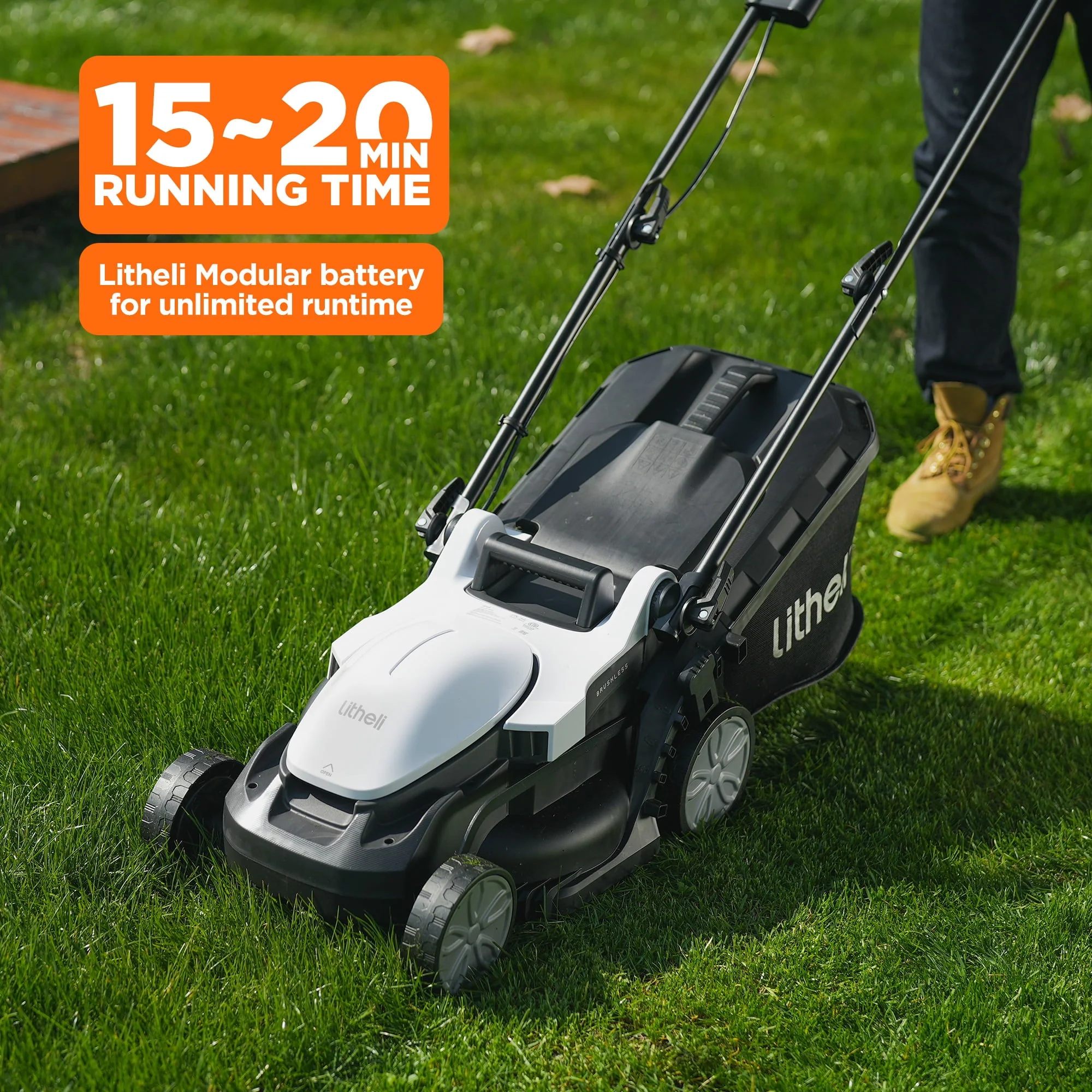 Cordless Lawn Mower 13 Inch, 5 Heights Adjustment, U20 Series 20V Electric Lawn Mowers for Garden With Brushless Motor, 4 0Ah Portable Battery Included Image 5