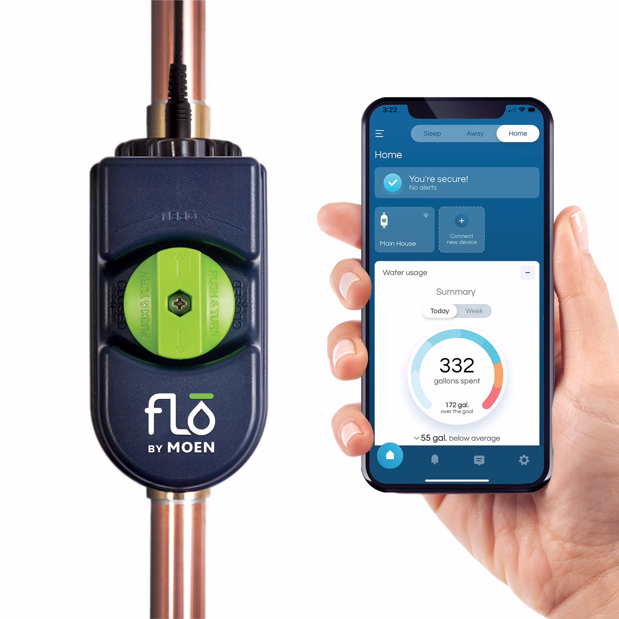 900-001 Flo by 3/4" In. Smart Water Shutoff Valve(Blue)
