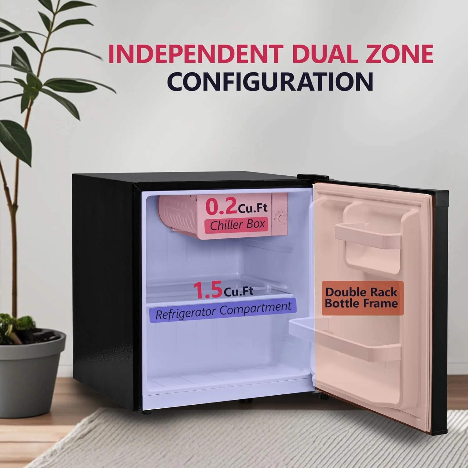 1.7 Cu.Ft Mini Fridge with Freezer, Single Reversible Door Compact Refrigerator, Adjustable ThermostatEnergy Saving Mini Fridge for Bedroom, Dorm, Office, Low Noise, Silver(Silver) - Image 10