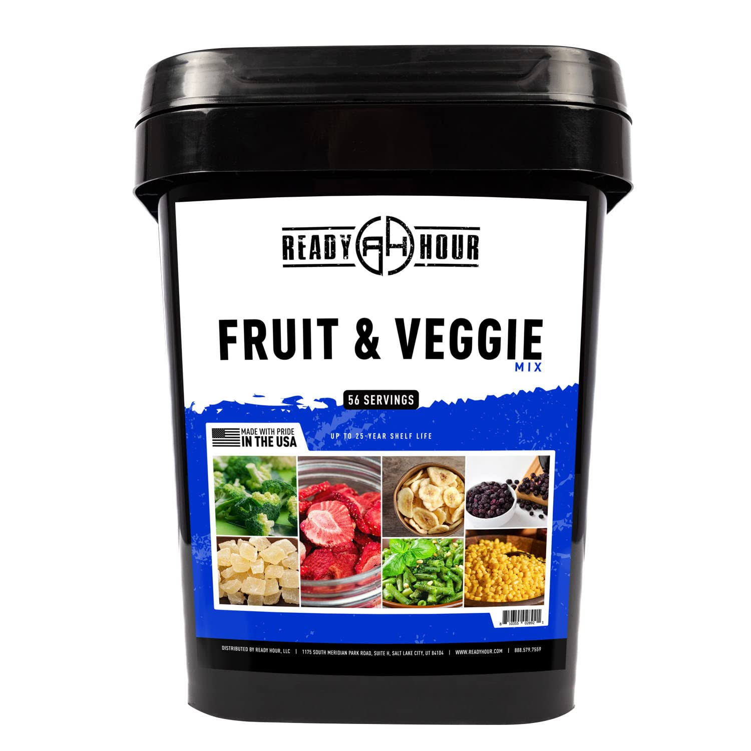 Ready Hour Fruit & Veggie Mix Real Non-perishable Freeze-Dried Food 30-Year Shelf Life Portable Emergency and Adventure Food Supply Durable Flood