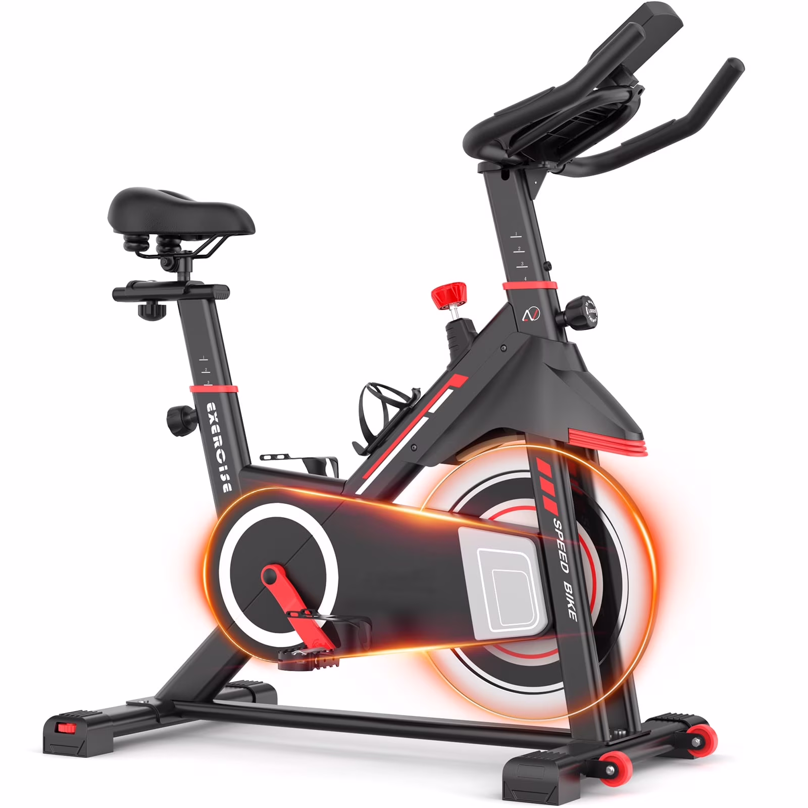 Exercise Bike Indoor Stationary Cycling Bike with 300lbs Weight Capacity,100% Resistance Adjustment Range, Heavy Flywheel, Comfortable Seat Cushion LCD Monitor(5997-R) - Image 3