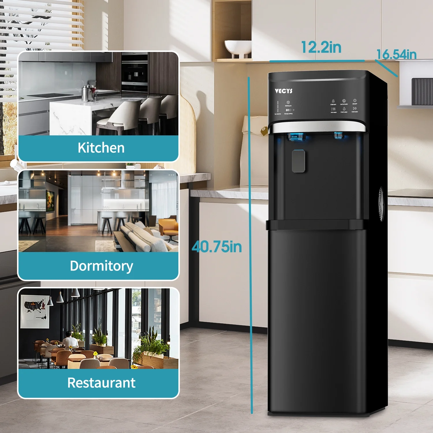 5 gal Water Dispenser with Ice Maker, Self-clean Child Lock(Black) - Image 7