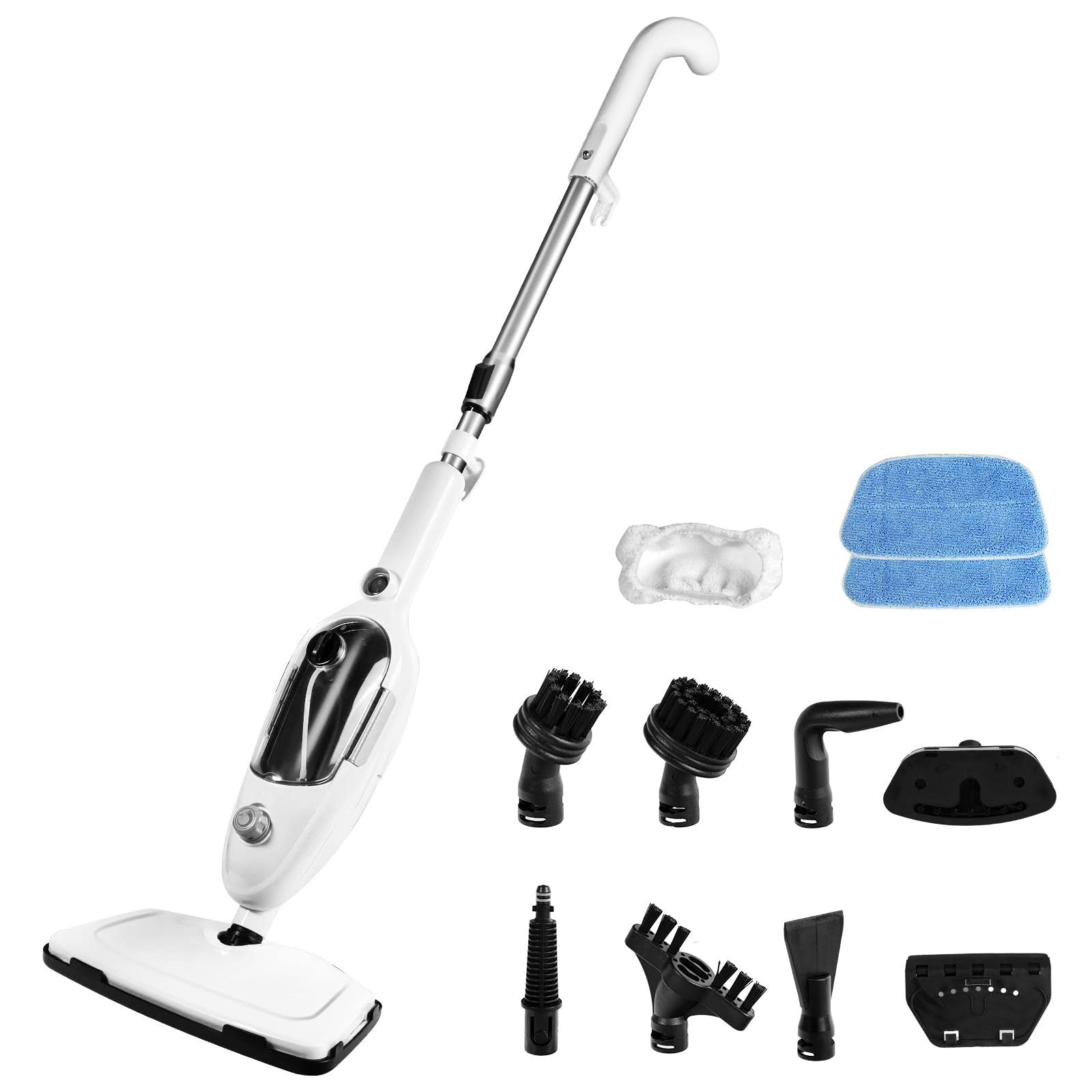 Steam Mop Cleaner 10-in-1 with Convenient Detachable Handheld Unit, Laminate/Hardwood/Tiles/Carpet Kitchen - Garment - Clothes - Pet Friendly