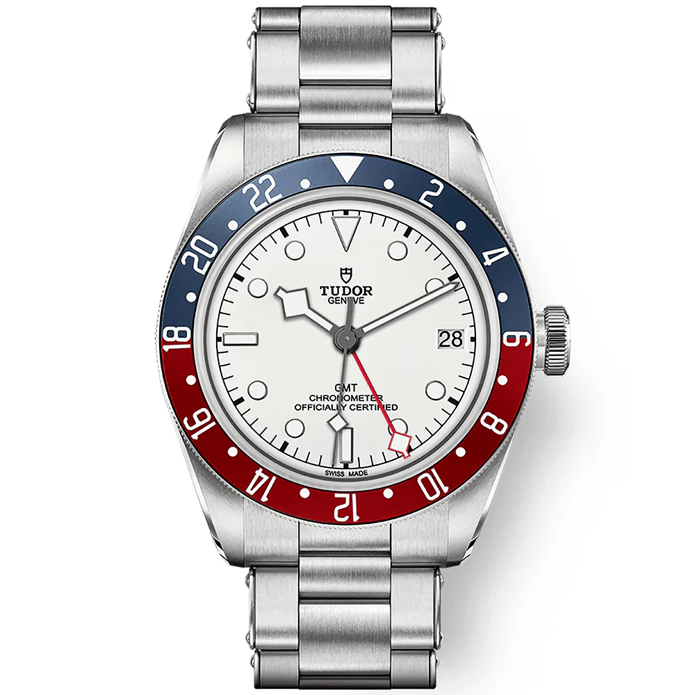 [Super Clone]Black Bay GMT 41mm White Dial & Red/Blue Bezel Bracelet Watch