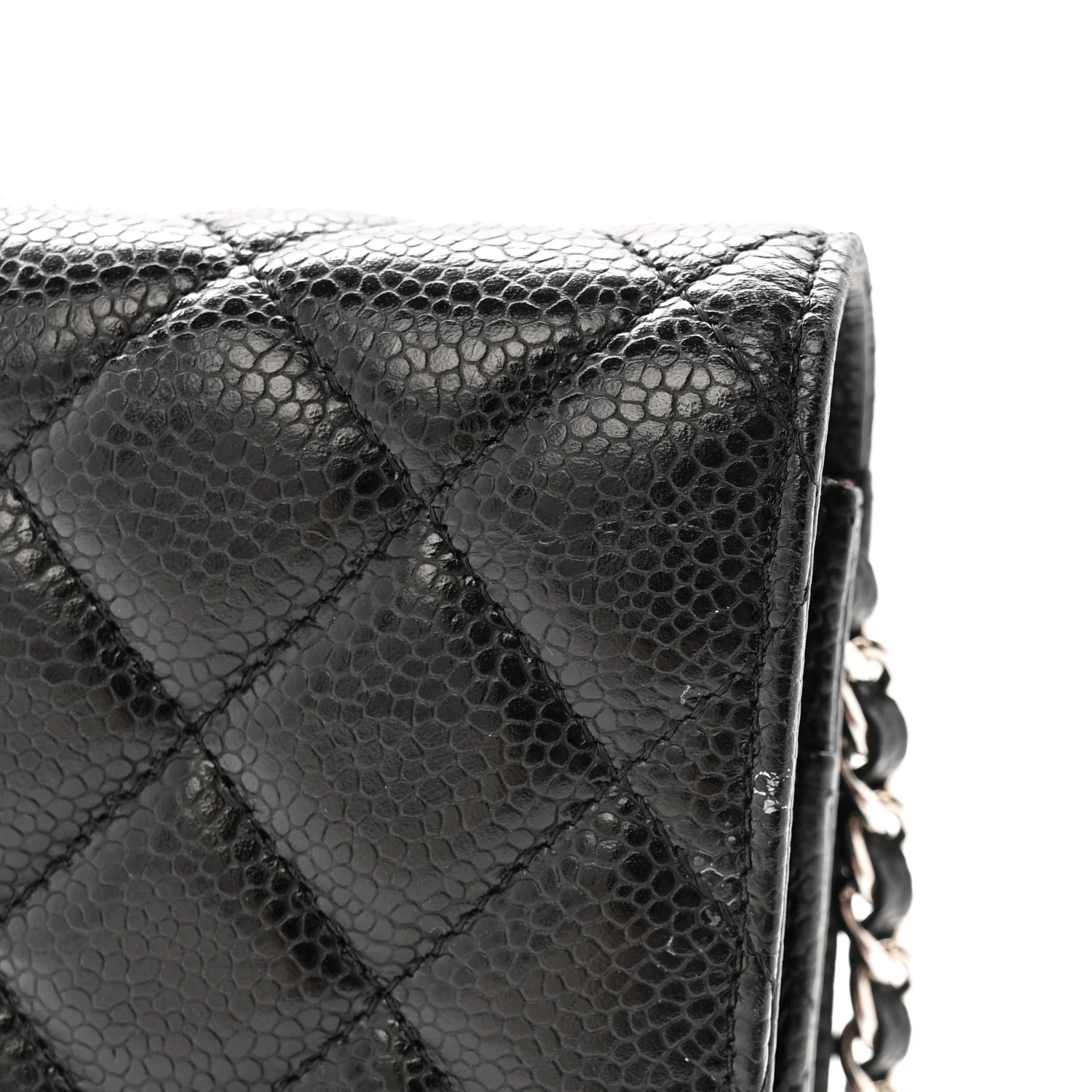 Caviar Quilted Wallet on Chain WOC Black