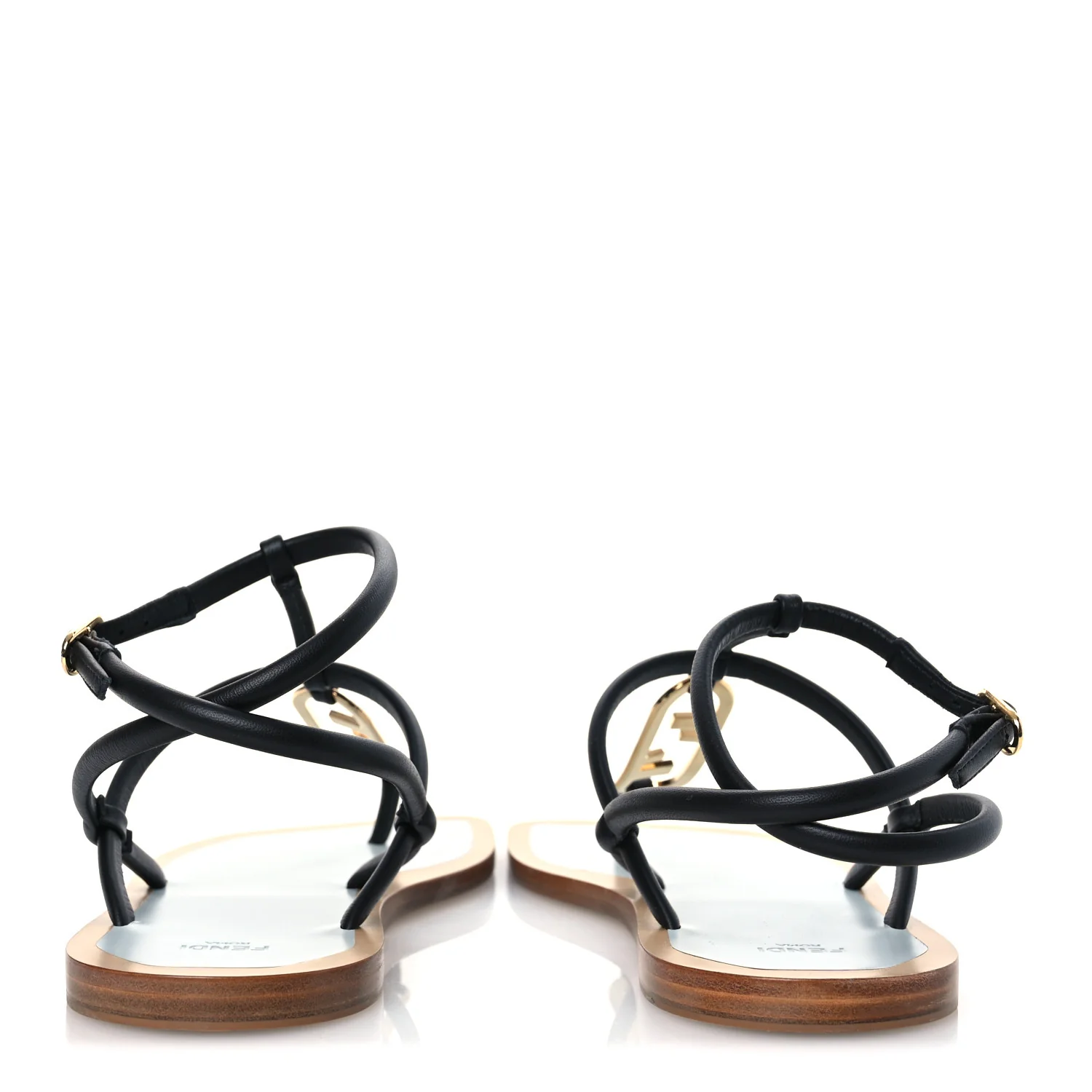 Nappa O'Lock Flat Thong Sandals 37 Black