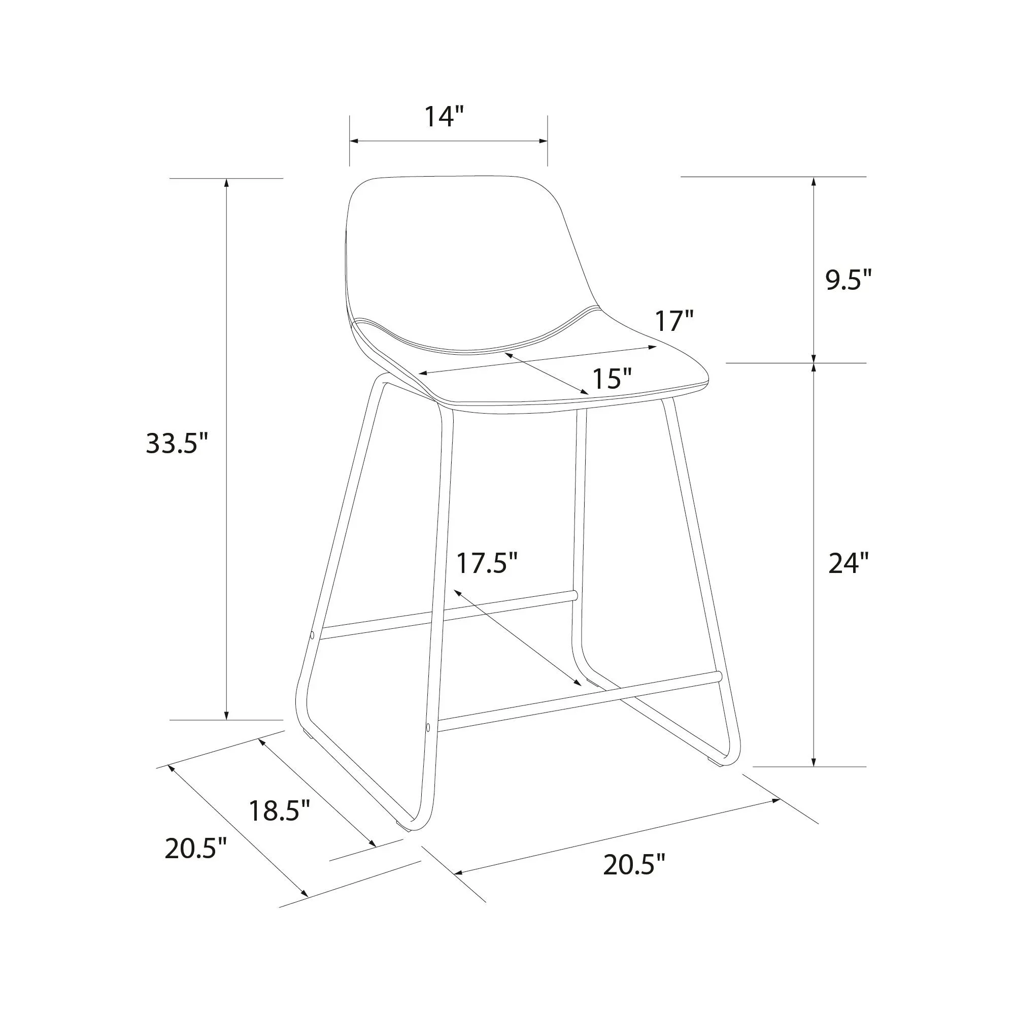 Better Homes & Gardens Scoop Counter Stool, Camel Faux Leather