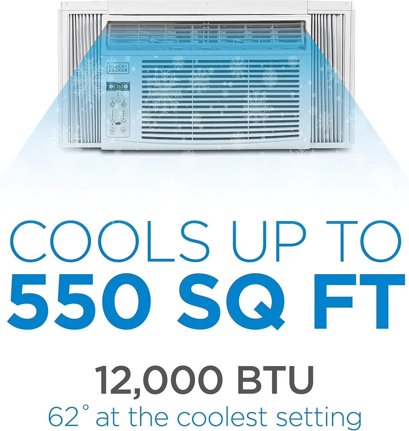 Climatiseur de fenêtre BLACK+DECKER 5000 BTU Refroidit jusqu'à 150 pieds carrés Commandes mécaniques