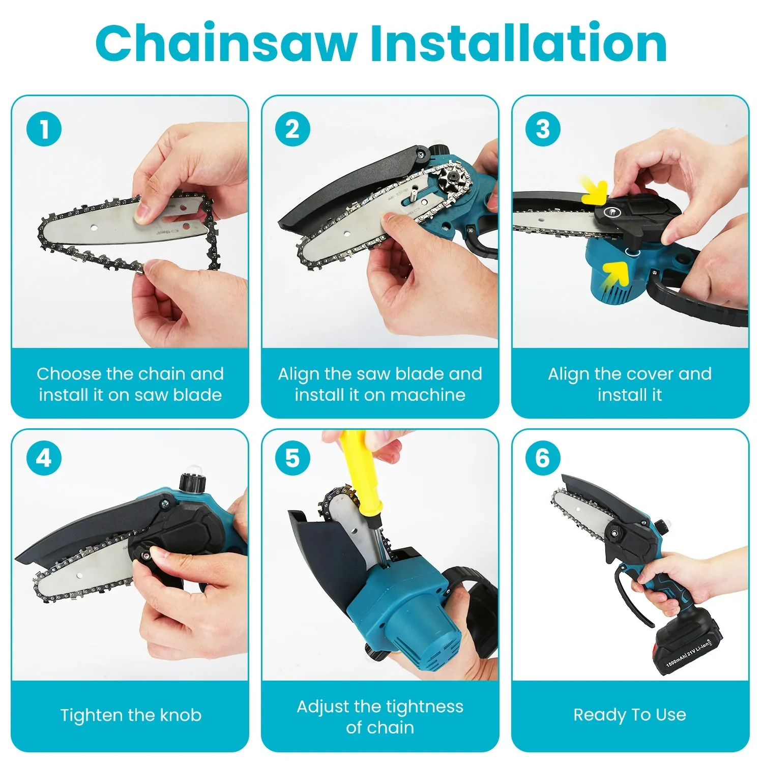 4-in-1 Pole Saw & Electric Pruning Shears for Tree Trimming 4/6 Inch Electric Chainsaw 2x3000mAh Battery 5.5ft Max Extension Pole SK5 Blade Pruning Shears for Gardening