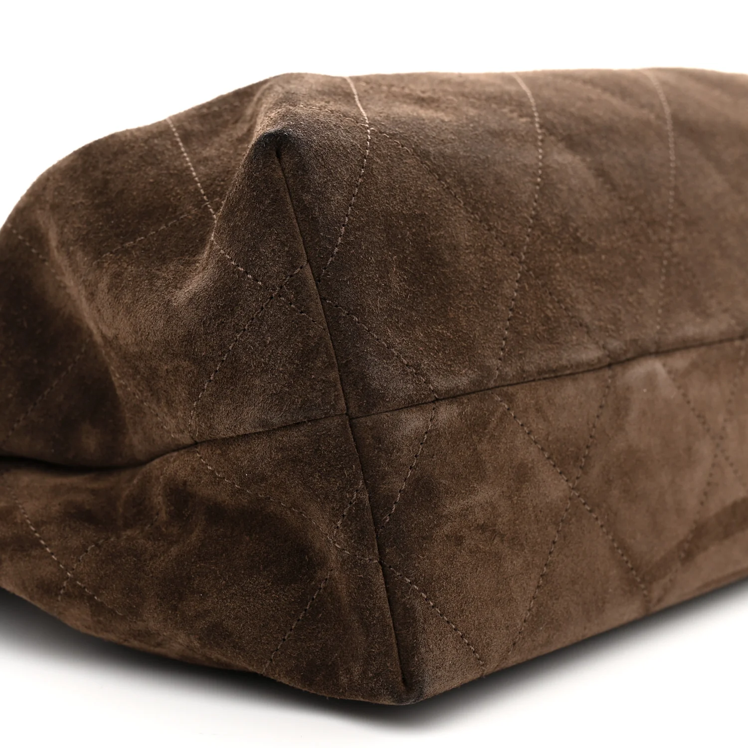 Suede Calfskin Lambskin Quilted Large Maxi Hobo Dark Brown