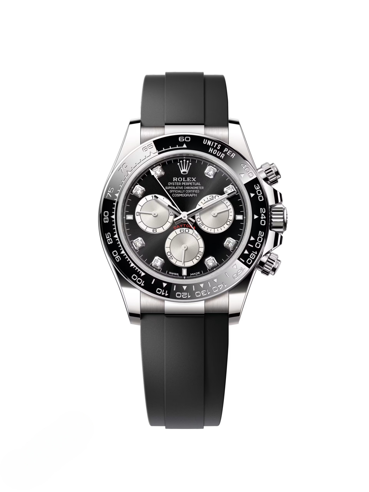 [Super Clone]Daytona White Gold / Ceramic / Black / Diamond-Set / Oysterflex  m126519ln-0004