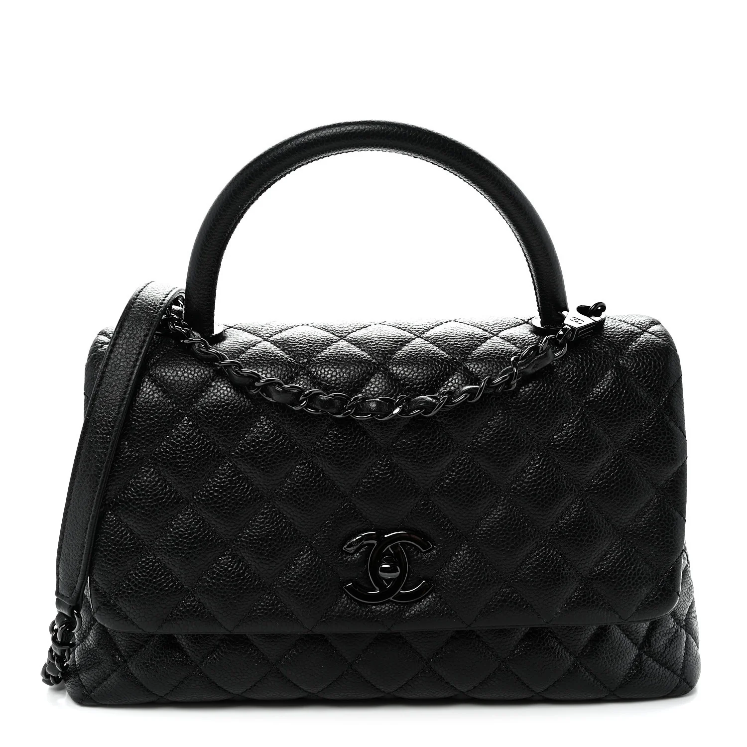 Caviar Quilted Small Coco Handle Flap So Black