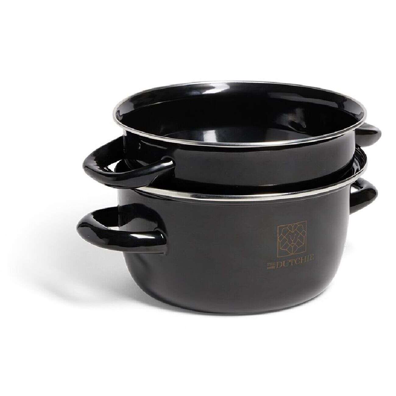 Marmite à moules avec couvercle acier noir Ø18xH16,5cm