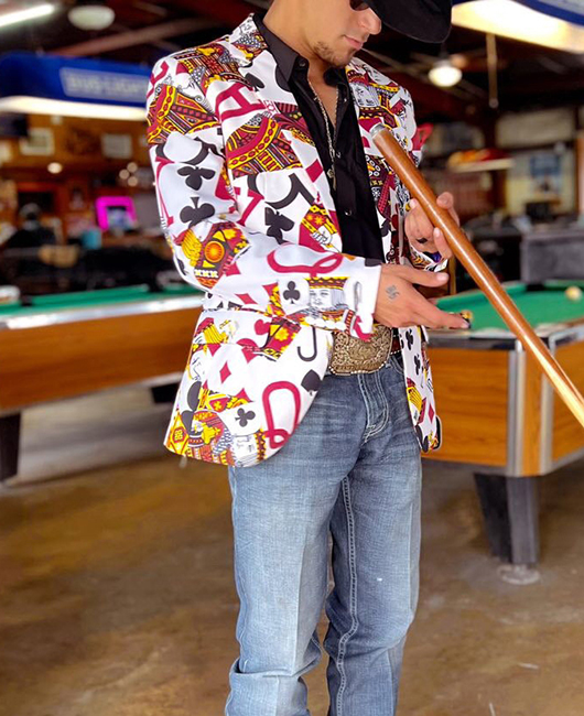 Blazer à col à revers et motif poker tendance