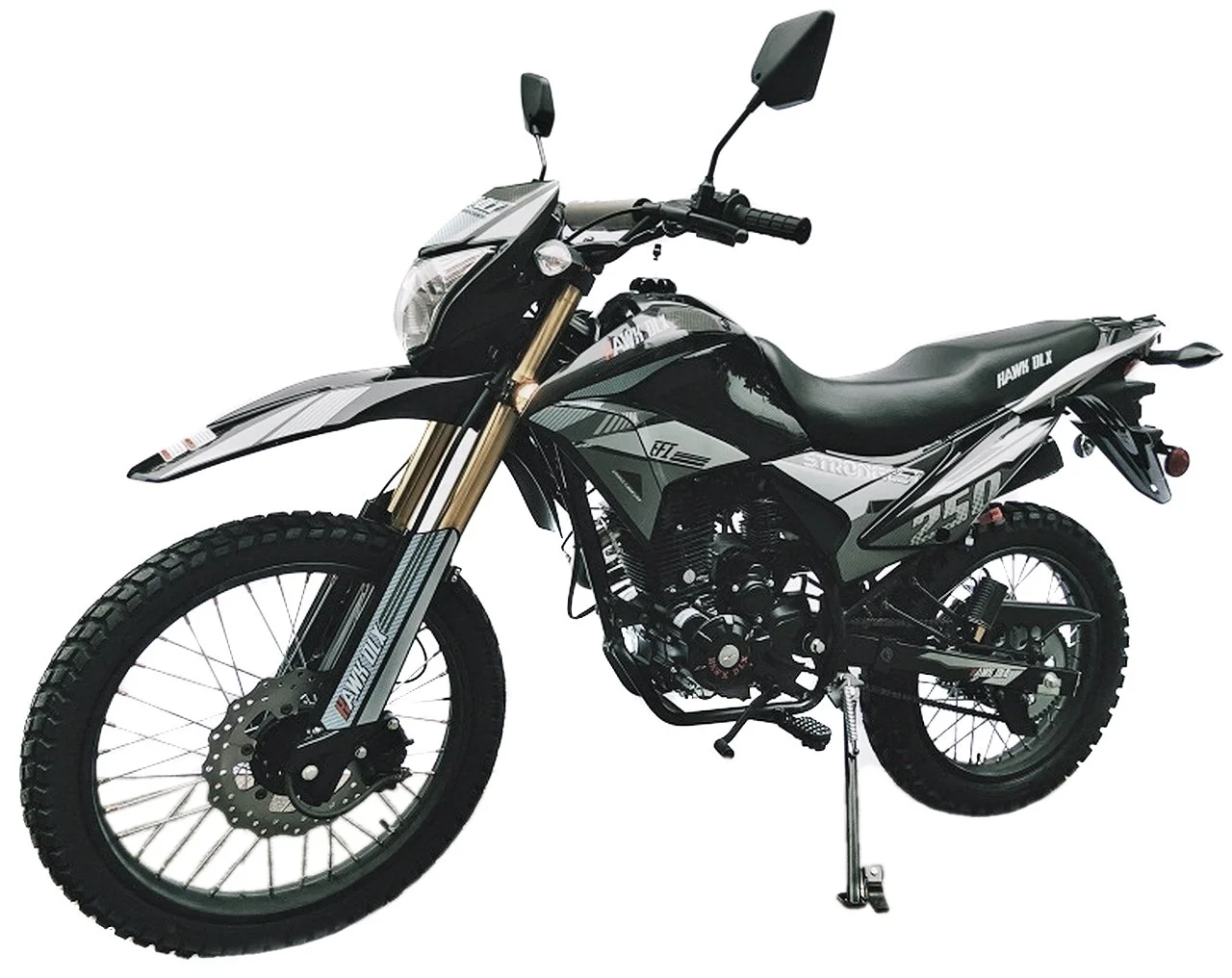 Hawk DLX 250 EFI Fuel Injection 250cc Endure Dirtbike Motorcycle RPS Enduro Bike Hawk Deluxe 5 SPEED Dual Sports Street Bike Motorcycle (Black Color)