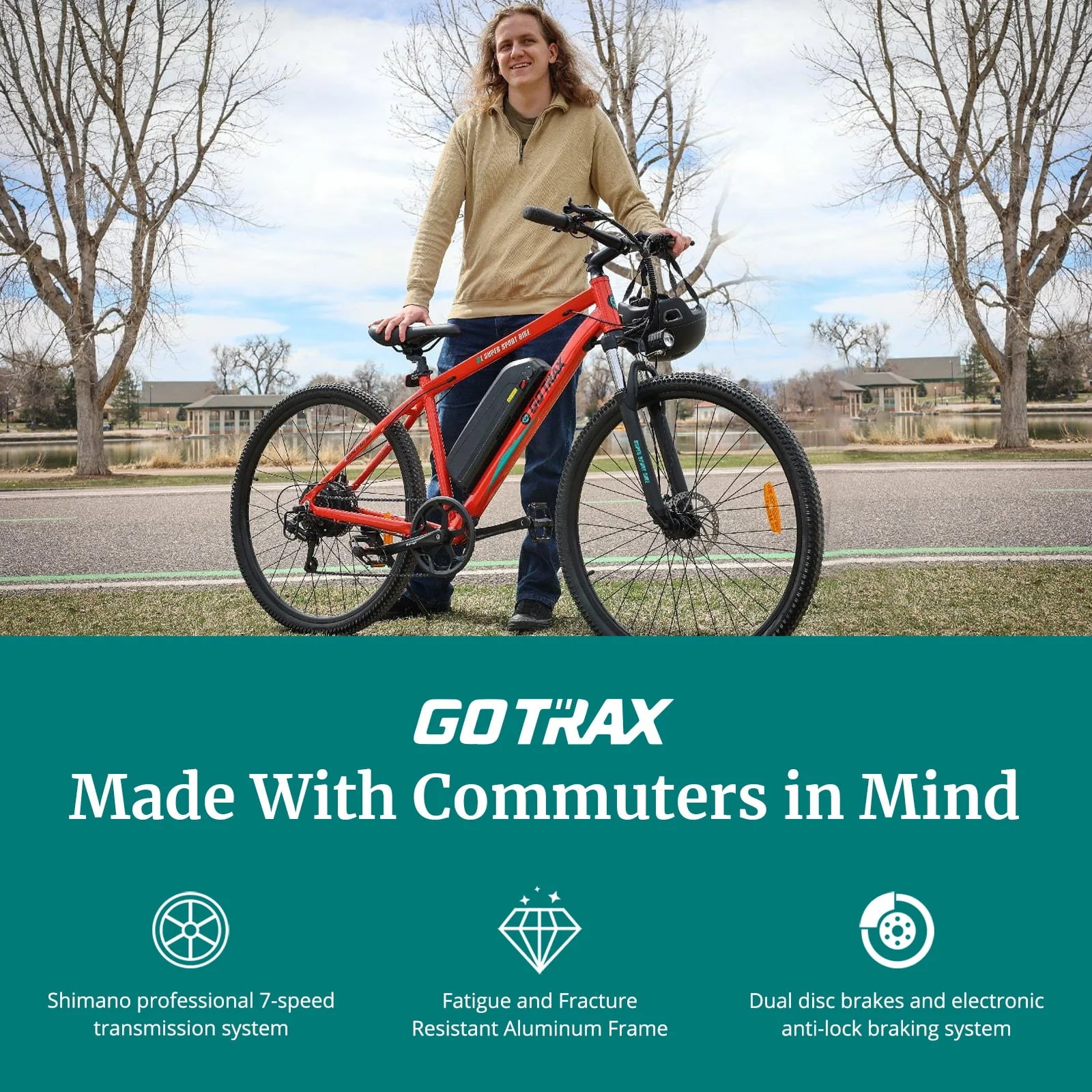 GOTRAX Traveler 29" Adult Electric Bicycle, 500W Motor up 20mph Commuter E Bikes for Adults, Orange Image 6